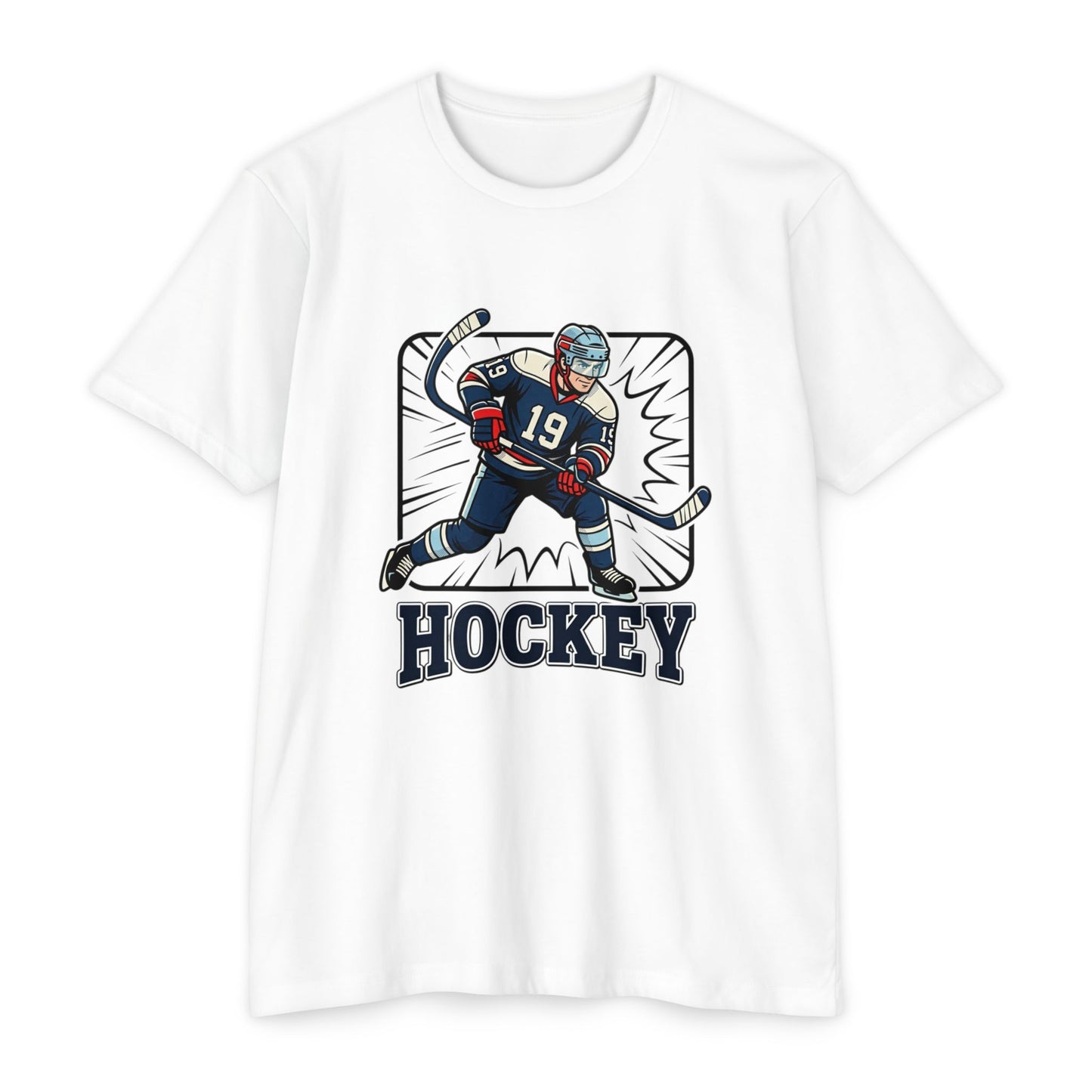 Hockey Player Graphic T-Shirt — Vintage Ice Hockey Jersey Tee