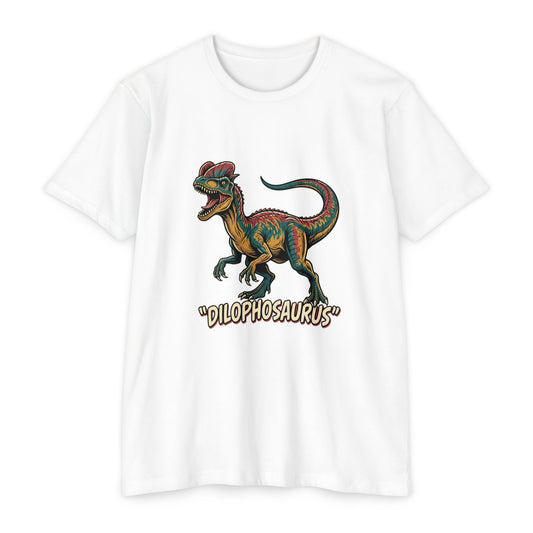 Dilophosaurus Dino T-Shirt — Retro Colorful Dinosaur Graphic Tee