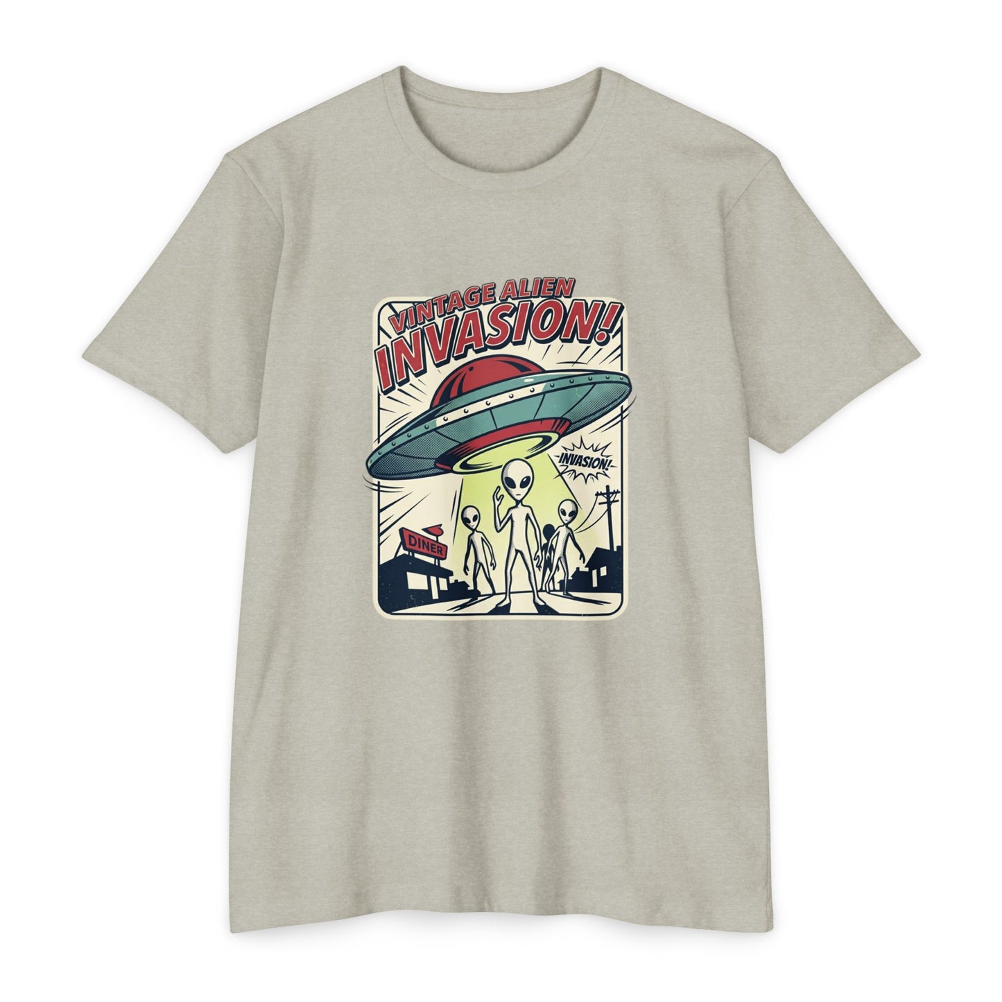 Alien Invasion Vintage UFO Sci‑Fi T-Shirt