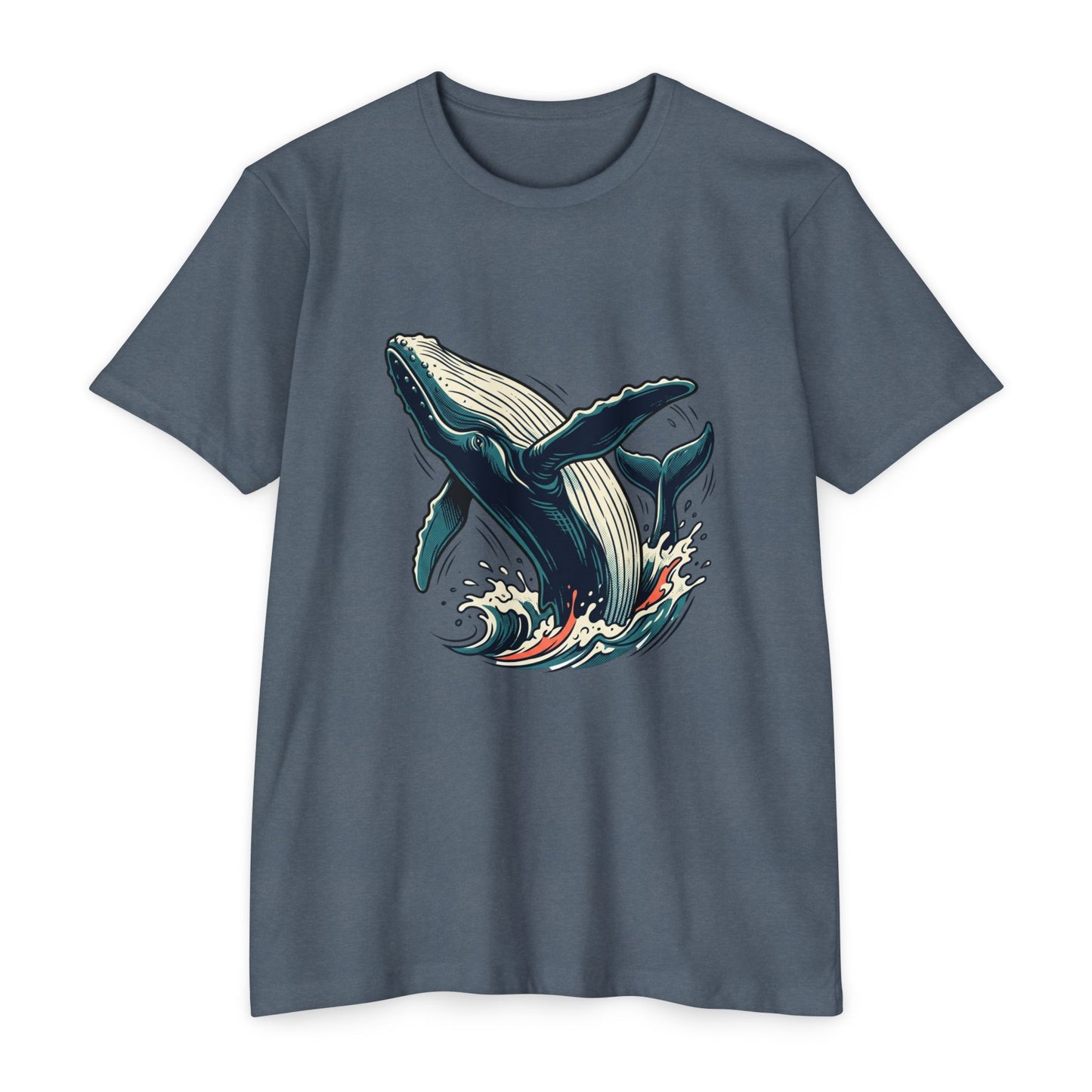 Whale Wave Graphic T-Shirt — Ocean Humpback Illustration Tee