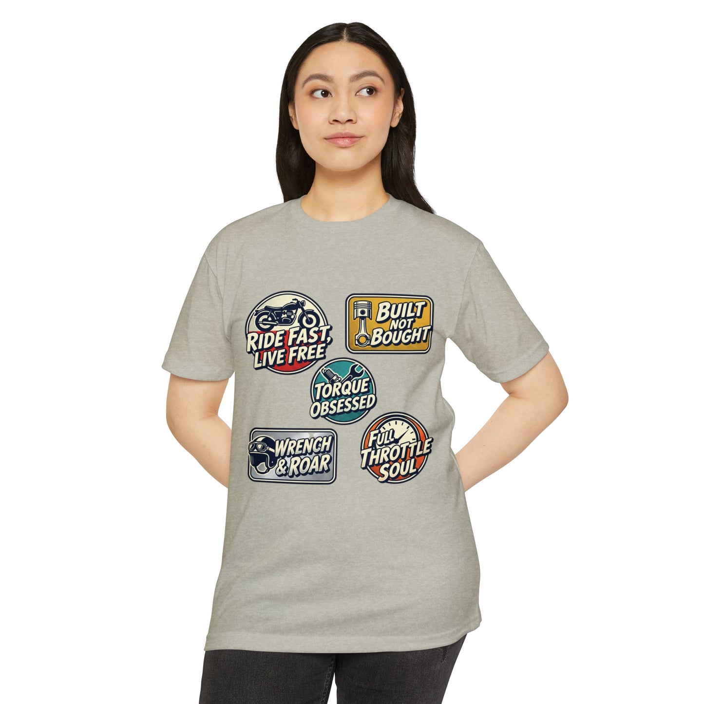 Built Not Bought Vintage Motorcycle Badge T-Shirt