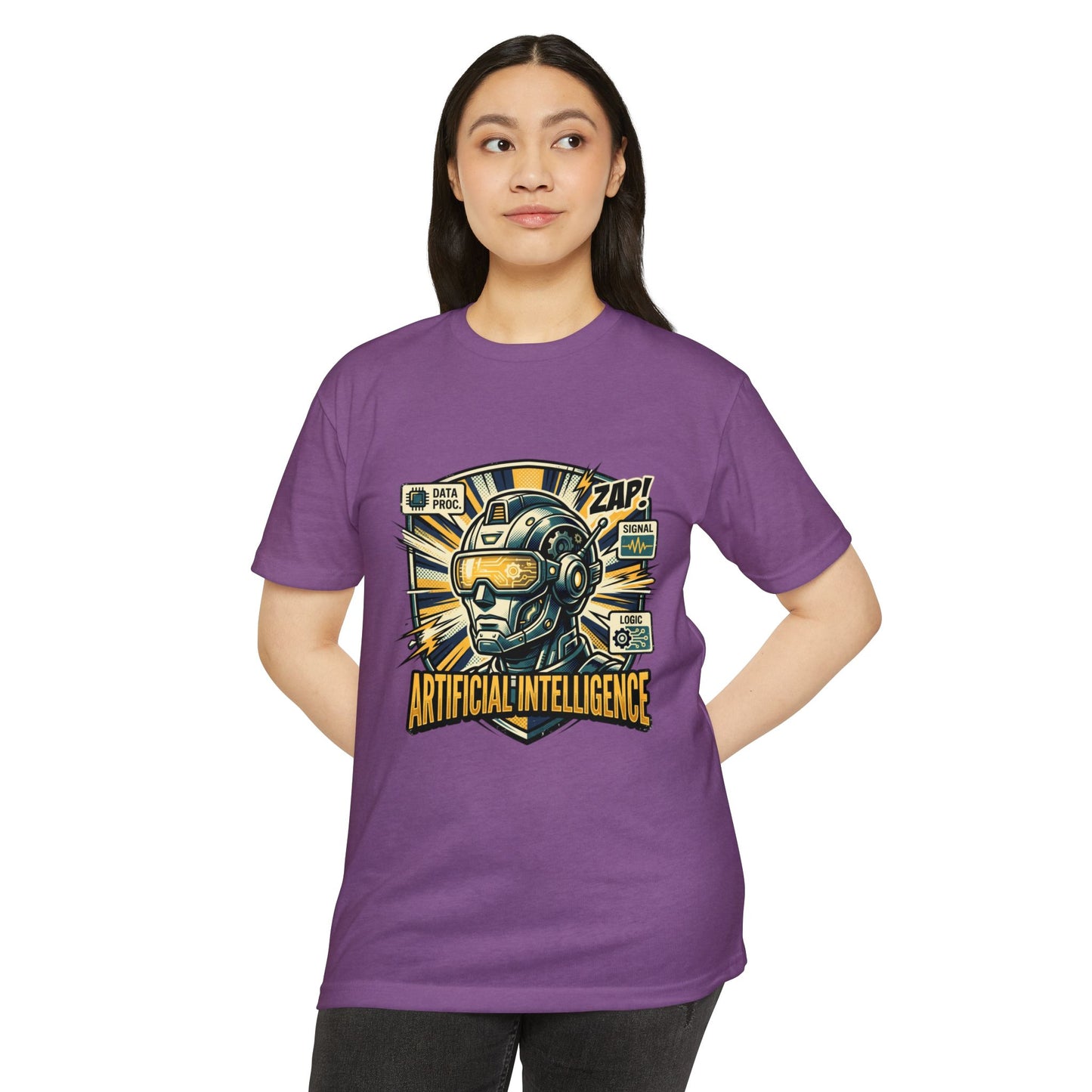 AI Robotics Graphic T-Shirt — "Artificial Intelligence" Retro Helmet Design