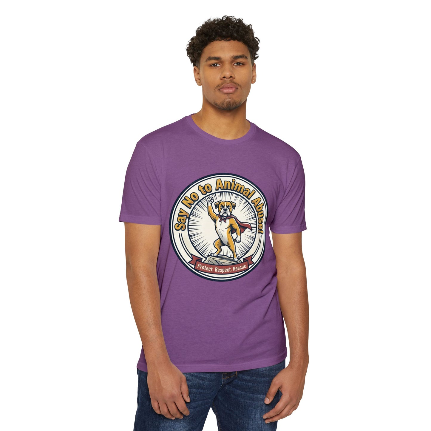 Say No to Animal Abuse T-Shirt – Protect, Respect, Rescue Animal Rights Tee