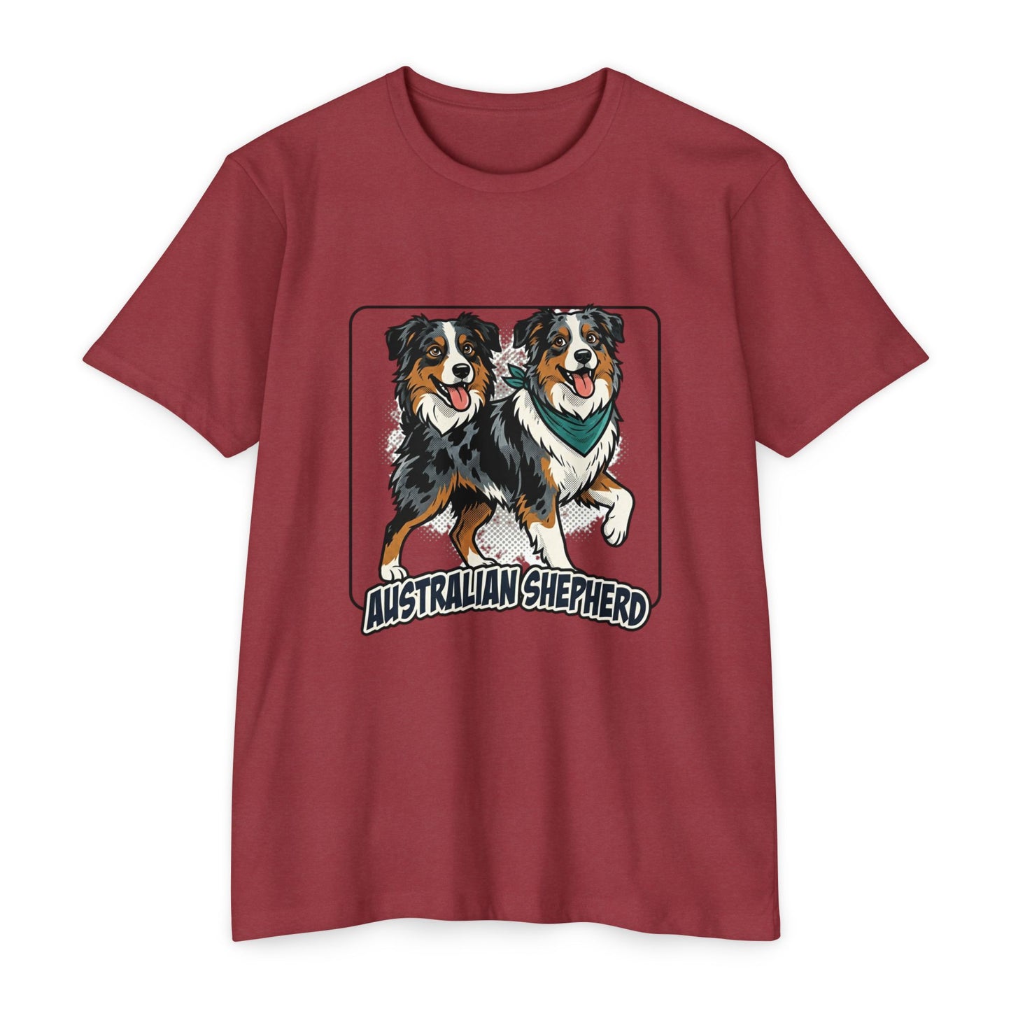 Australian Shepherd Graphic T‑Shirt — Playful Double Dog Illustration
