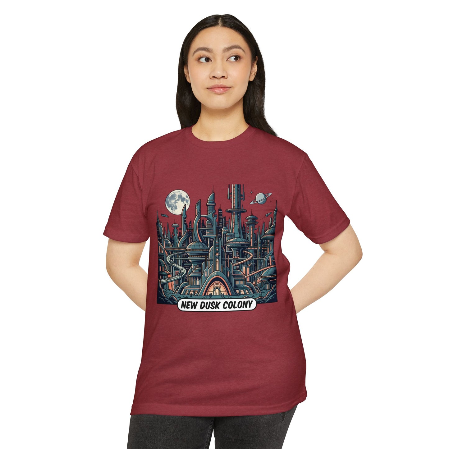 Retro Futuristic Cityscape T-Shirt — New Dusk Colony Tee