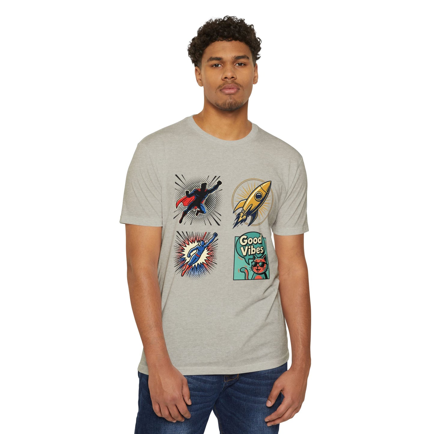 Good Vibes Rocket Retro Comic Patch T-Shirt