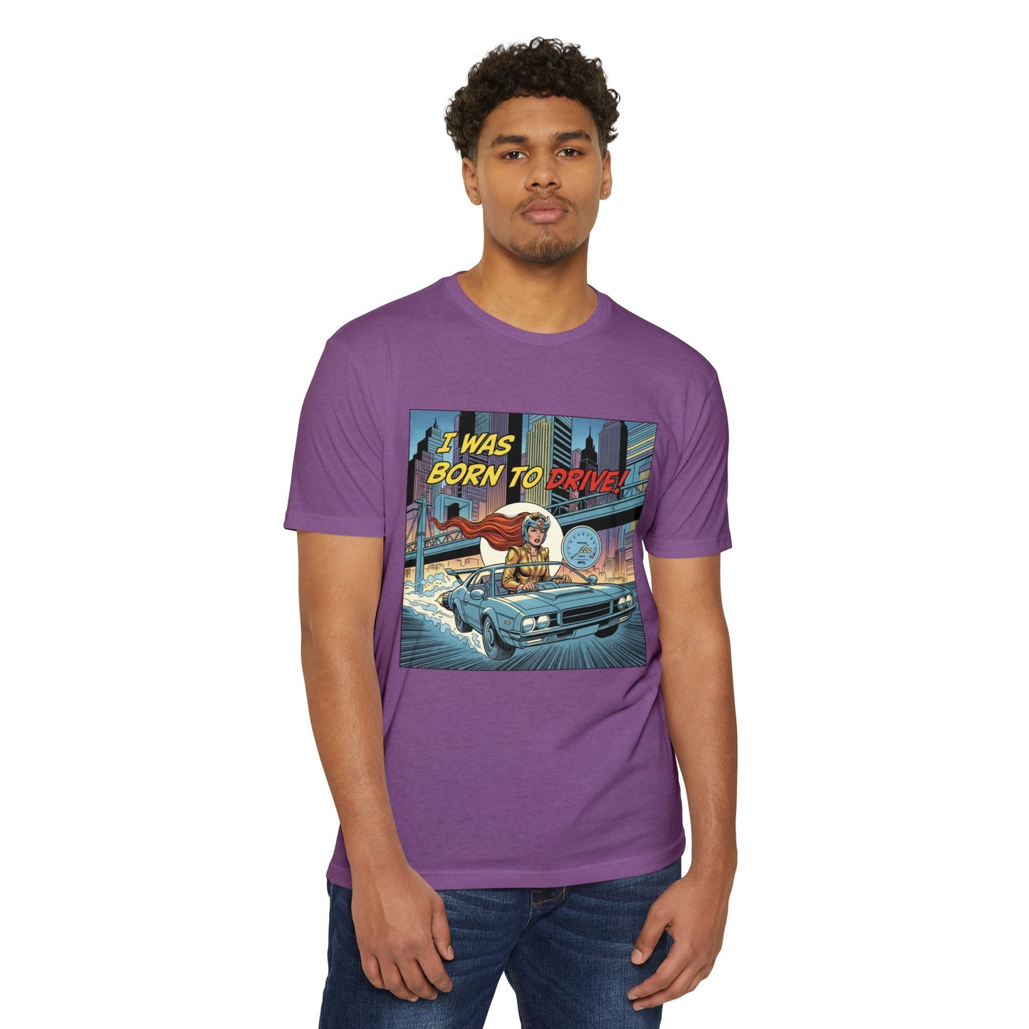 I Was Born to Drive Retro Comic Car T-Shirt