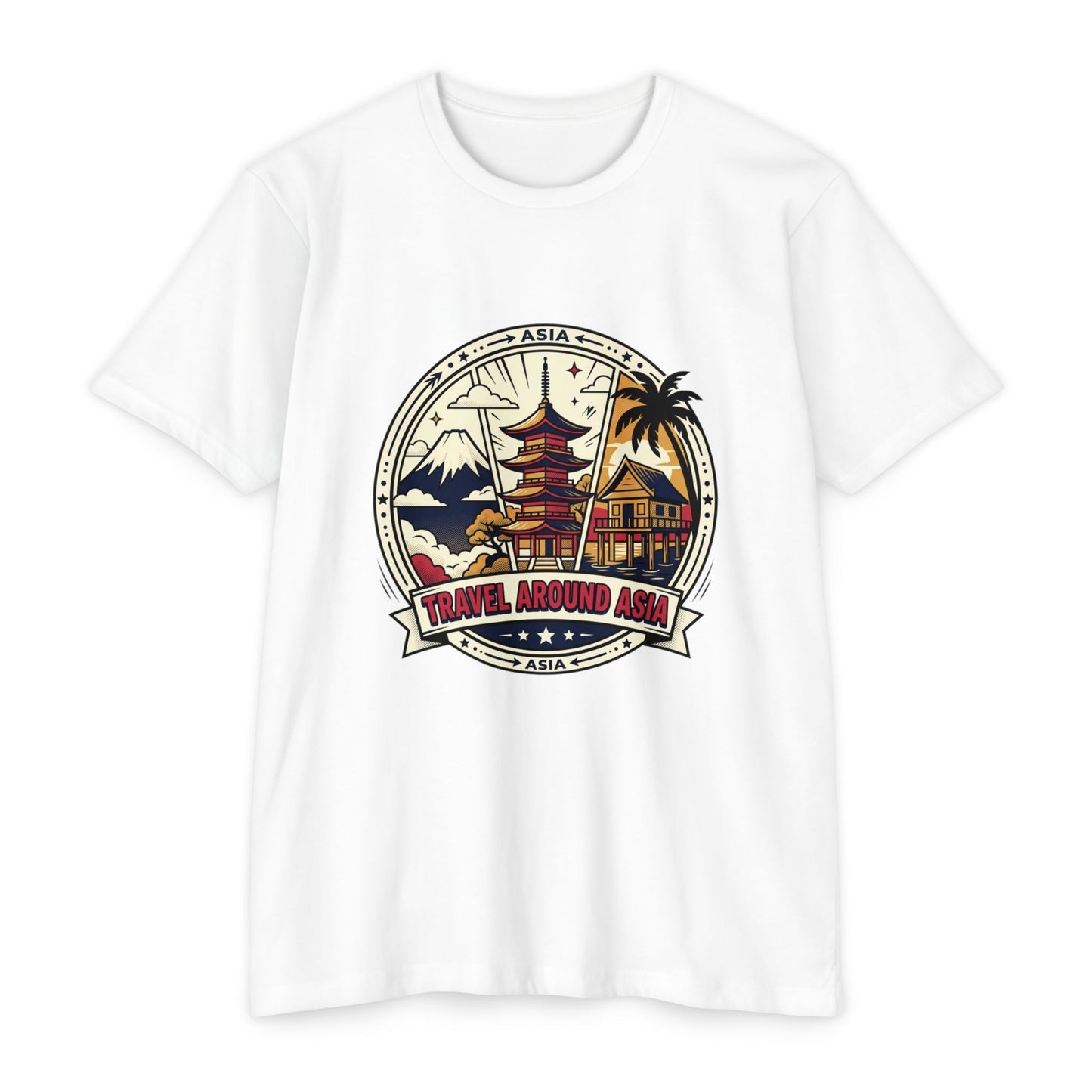 Travel Around Asia Vintage Globe Adventure T-Shirt