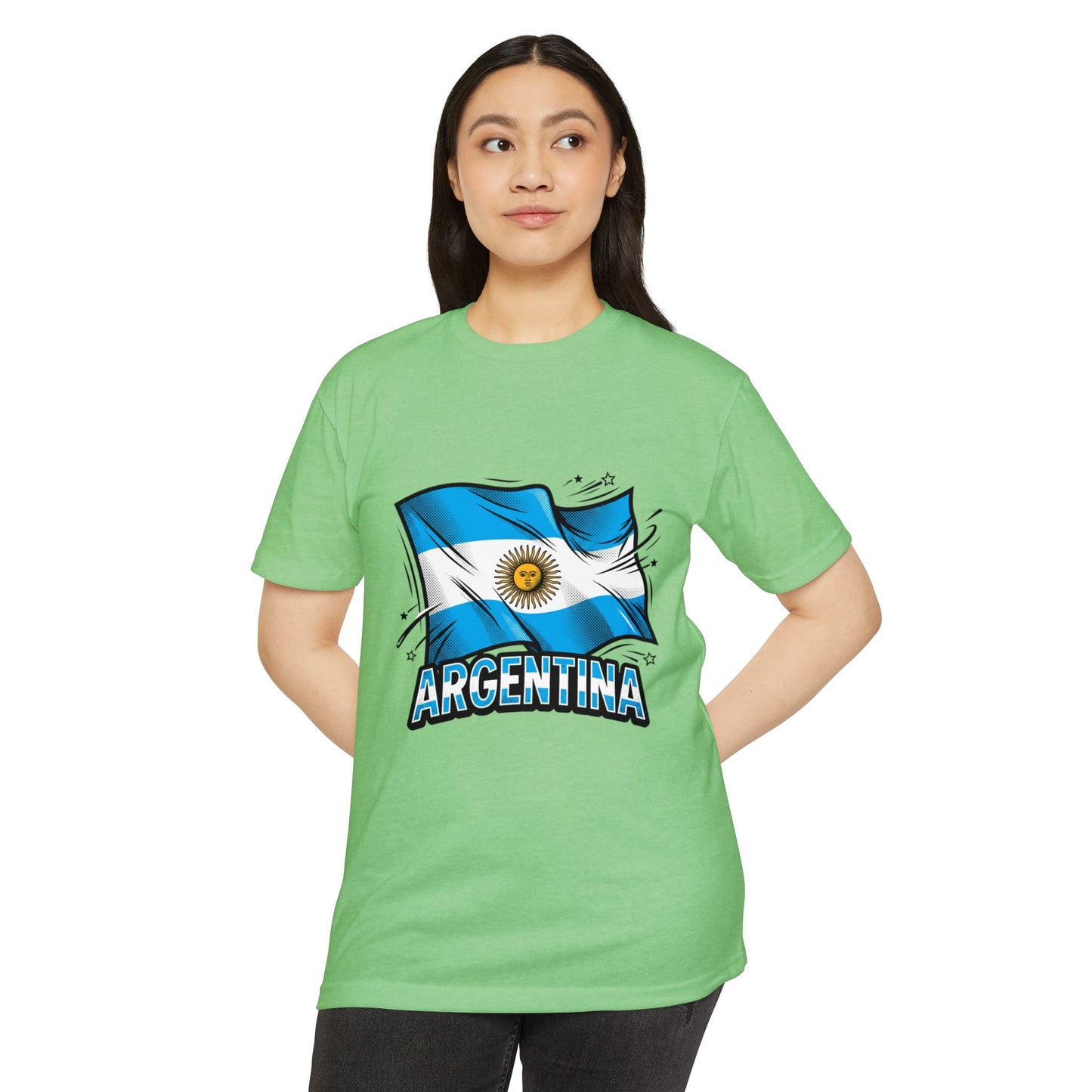 Argentina Flag Waving Graphic T-Shirt