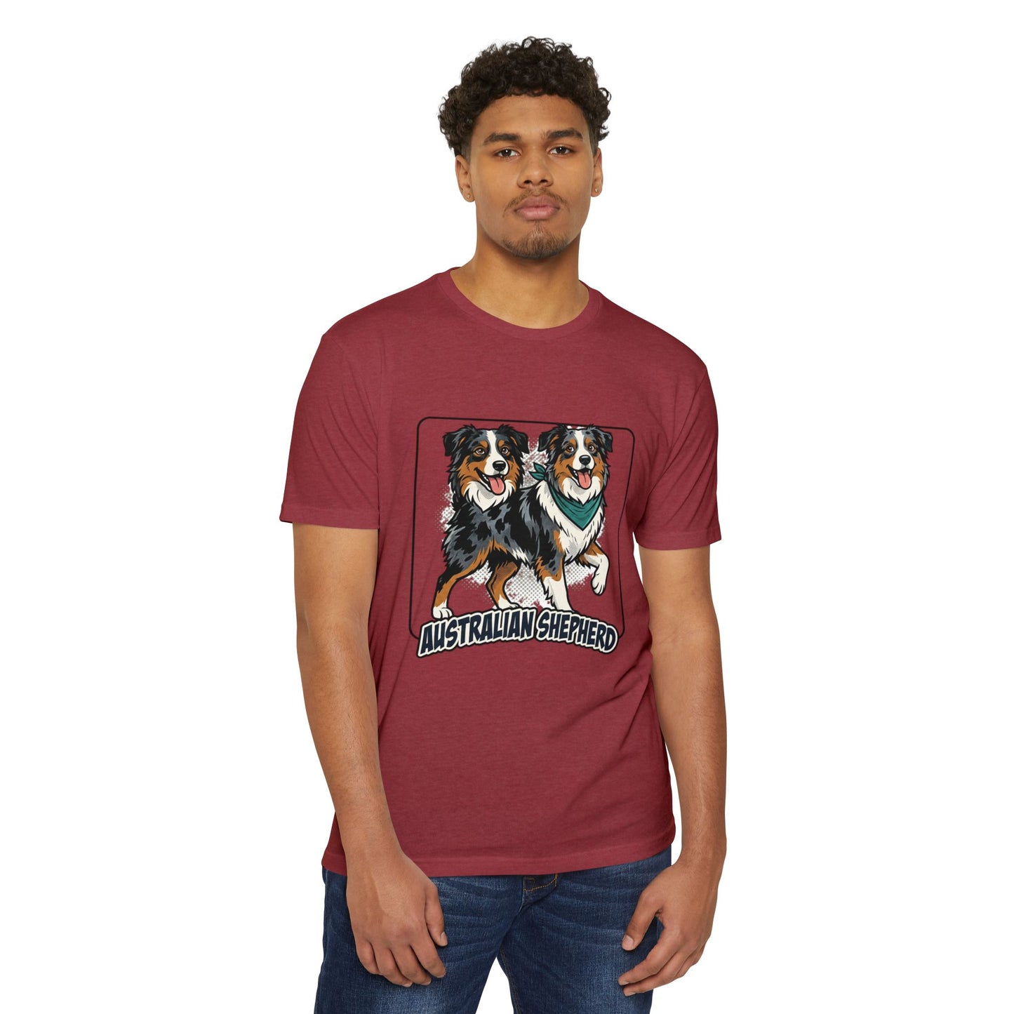 Australian Shepherd Graphic T‑Shirt — Playful Double Dog Illustration