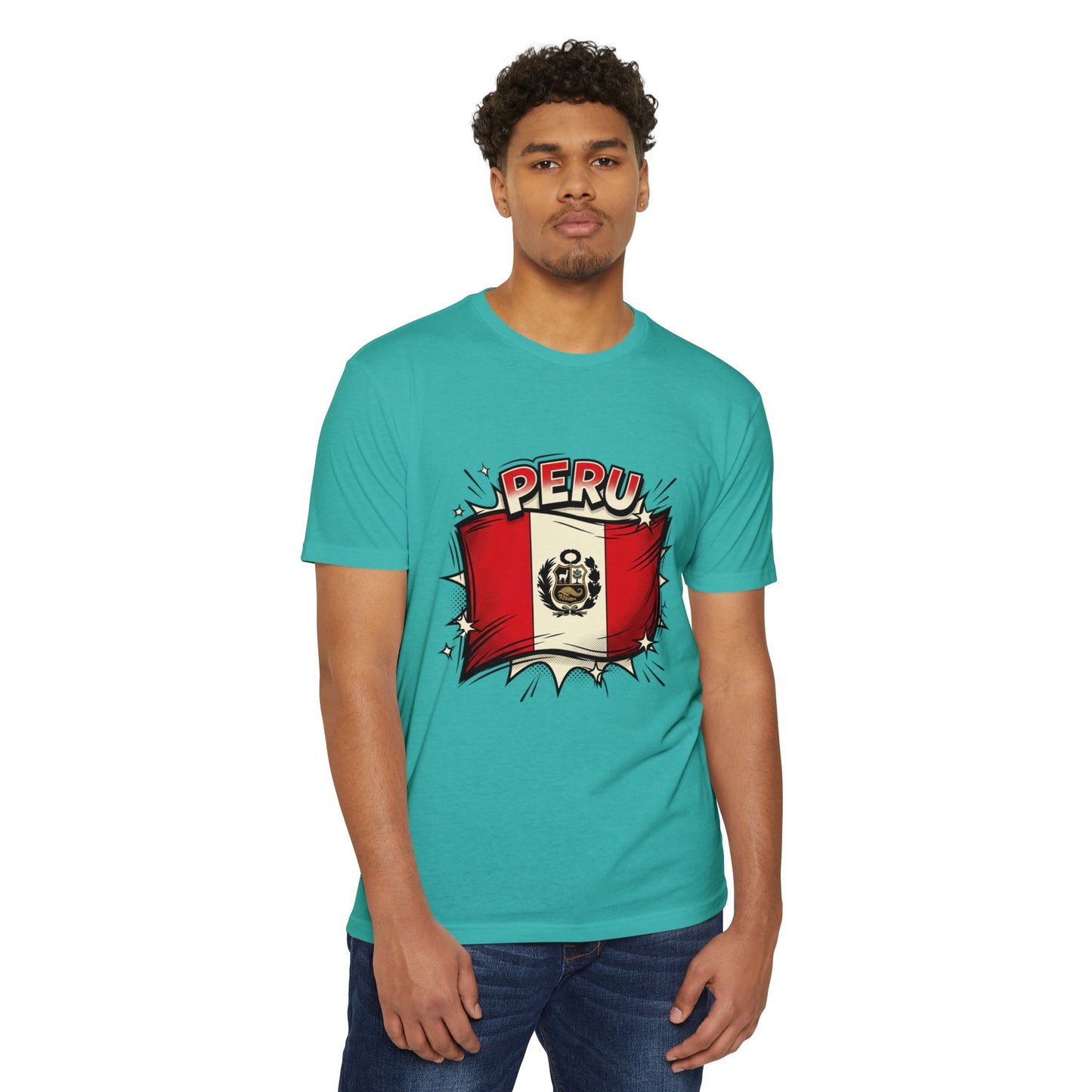 Peru Flag Retro Crest T-Shirt