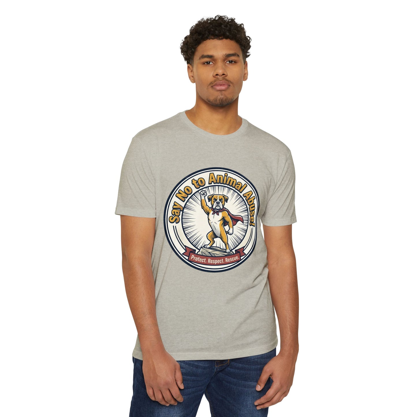 Say No to Animal Abuse T-Shirt – Protect, Respect, Rescue Animal Rights Tee