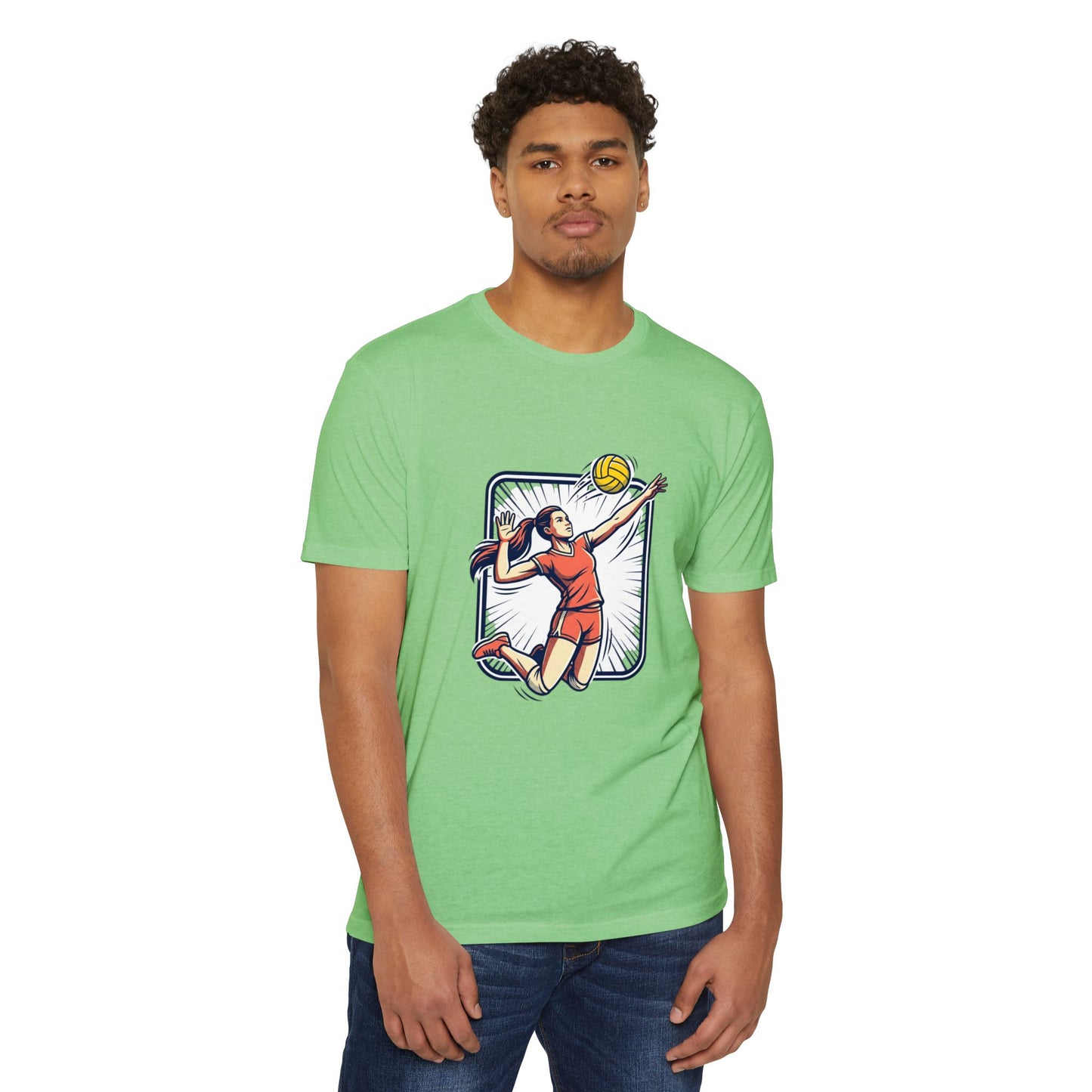Volleyball Spike Graphic T-Shirt — Female Player Action Tee