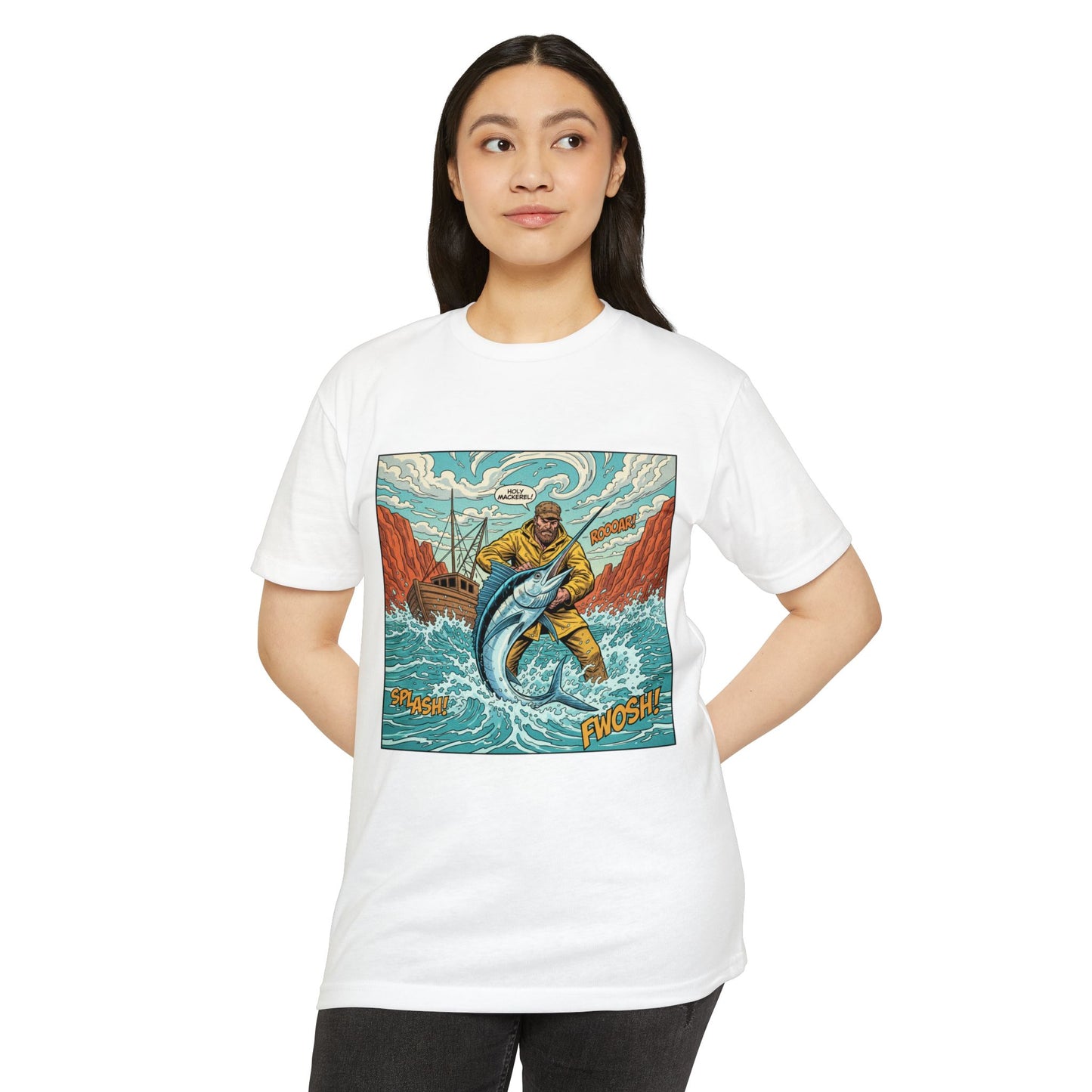 Retro Fisherman 'FWOSH' Fishing Graphic T-Shirt