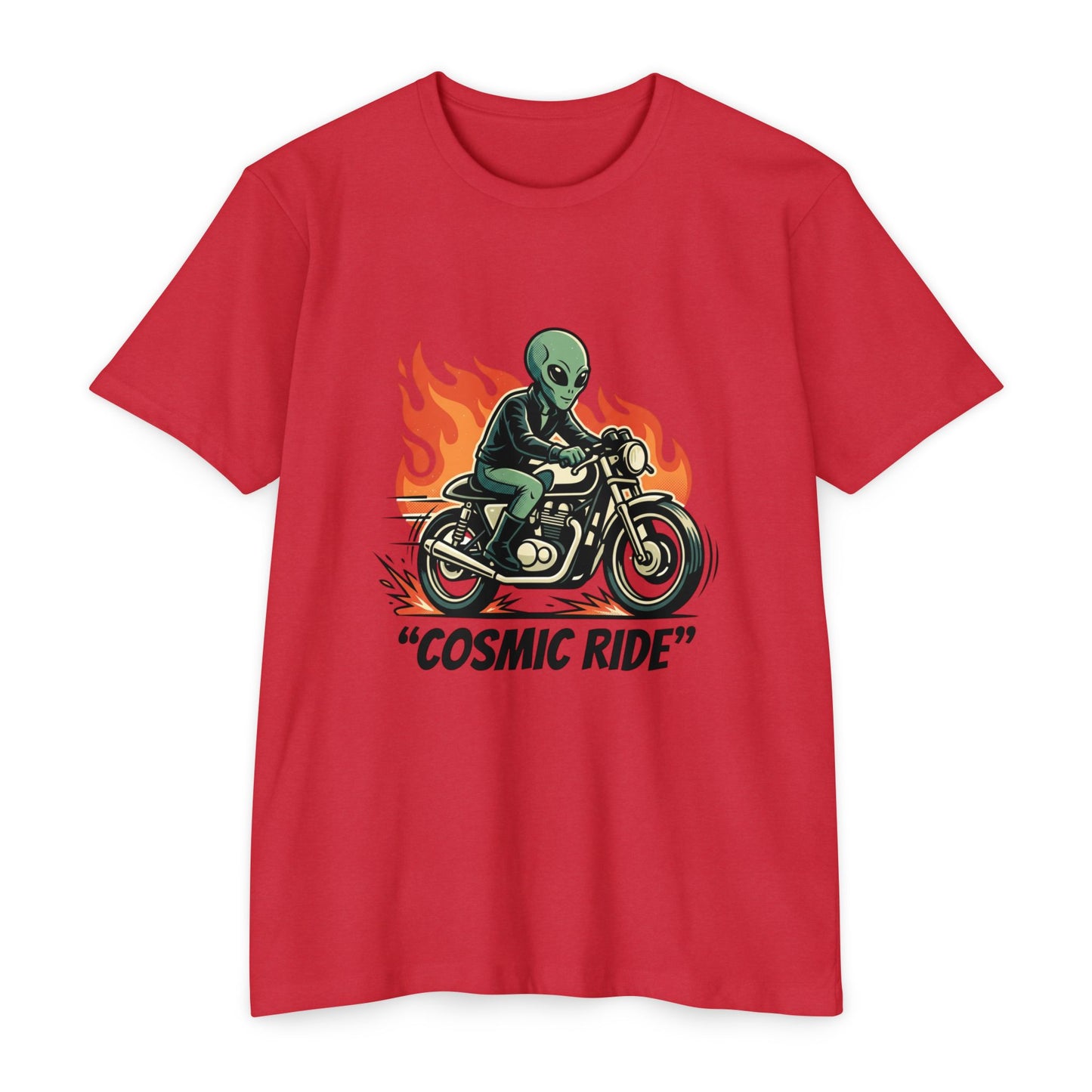 Cosmic Ride Alien Motorcycle T‑Shirt — Retro Biker Tee