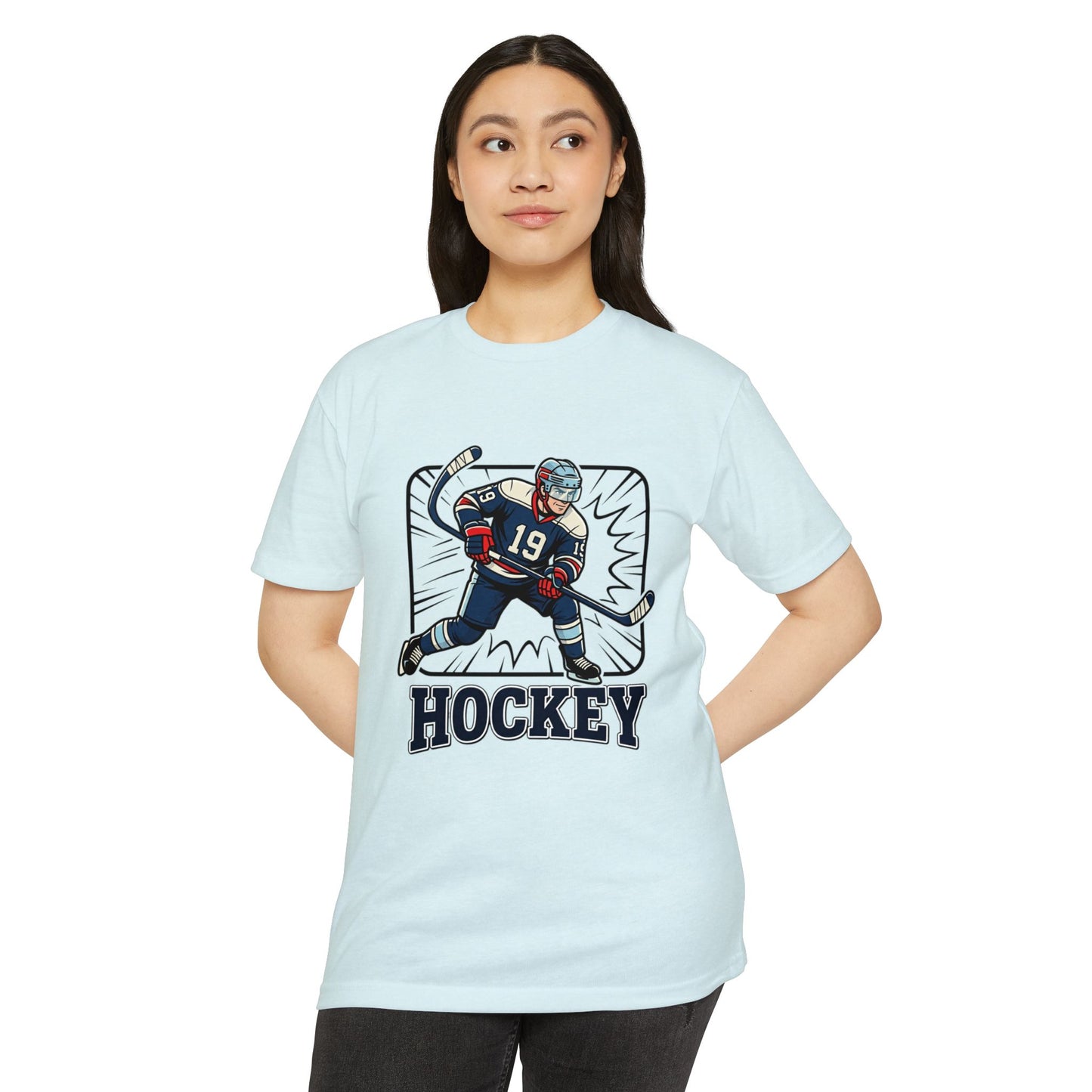 Hockey Player Graphic T-Shirt — Vintage Ice Hockey Jersey Tee