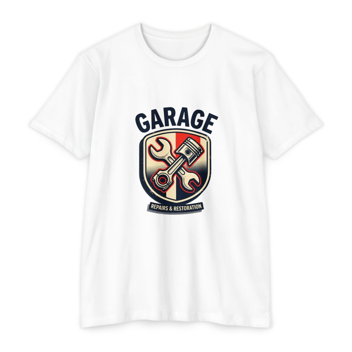 Garage Repairs & Restoration T-Shirt — Mechanic Tools Crest Tee