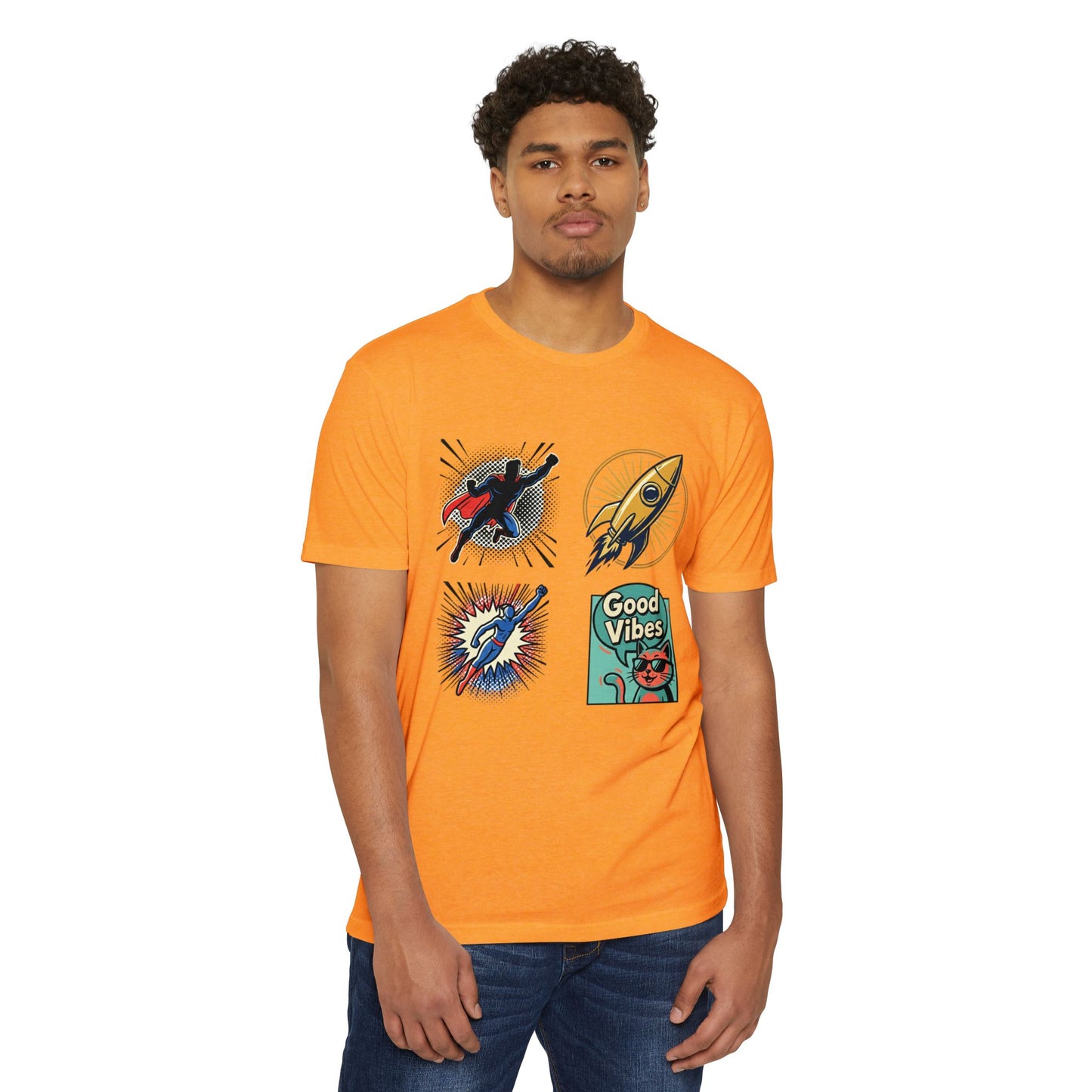 Good Vibes Rocket Retro Comic Patch T-Shirt