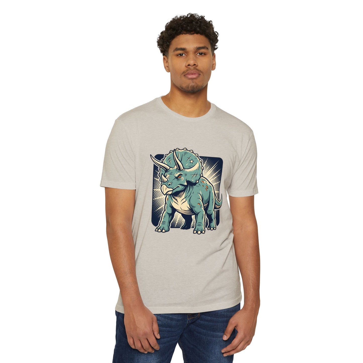 Retro Triceratops Graphic T-Shirt — Vintage Dino Illustration Tee