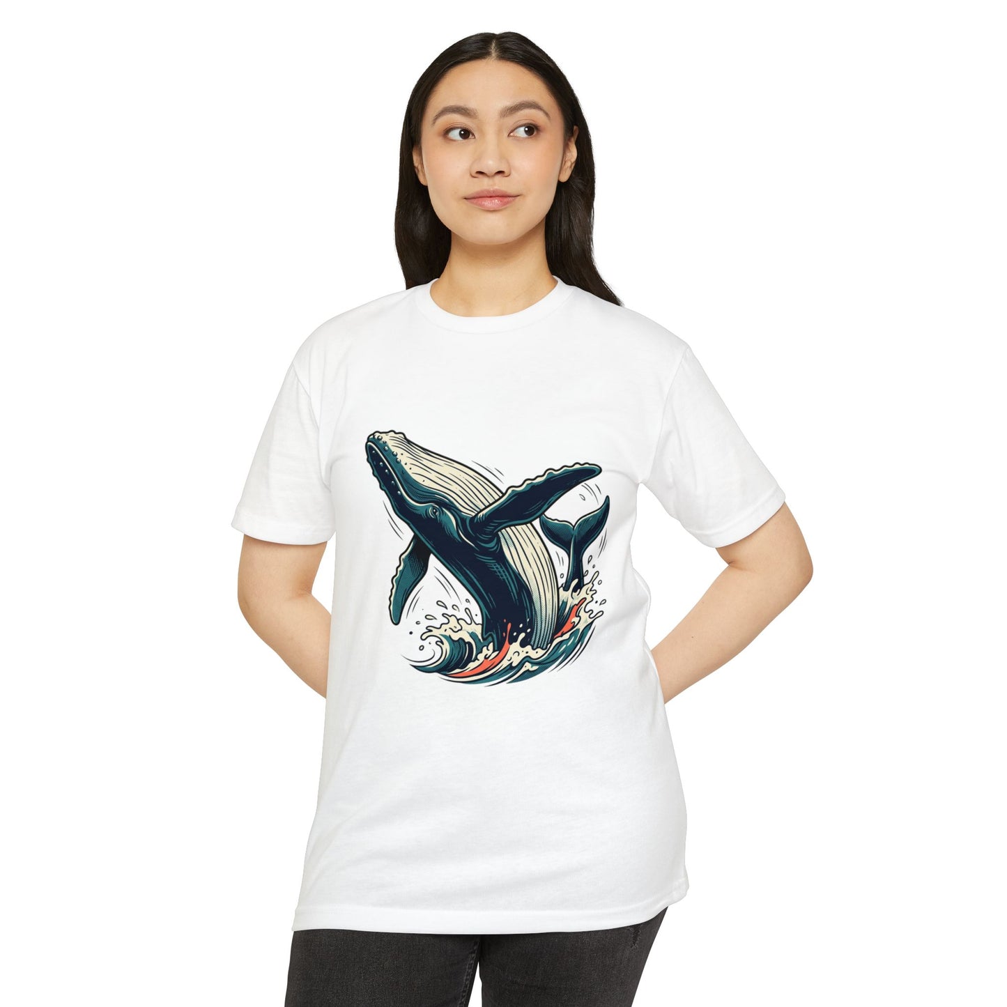 Whale Wave Graphic T-Shirt — Ocean Humpback Illustration Tee
