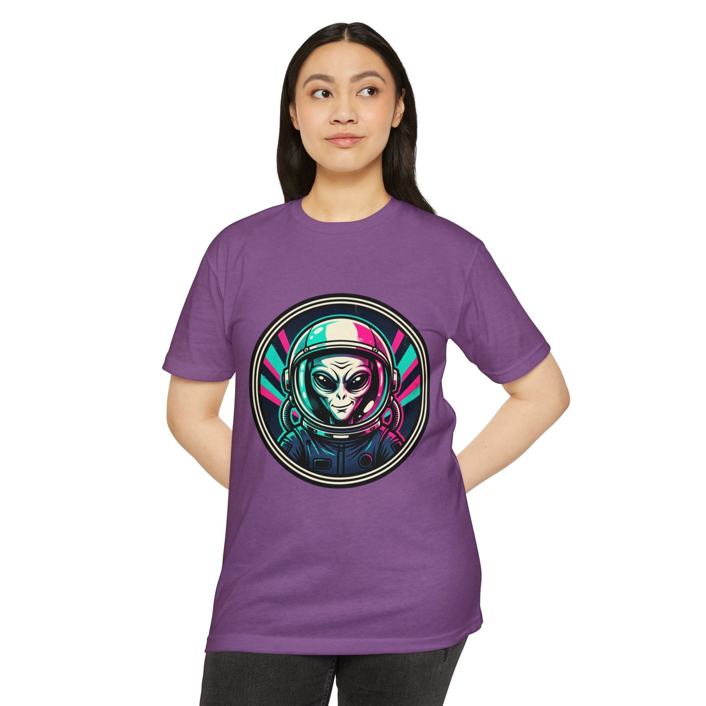 Alien Astronaut Neon Space Crew T‑Shirt