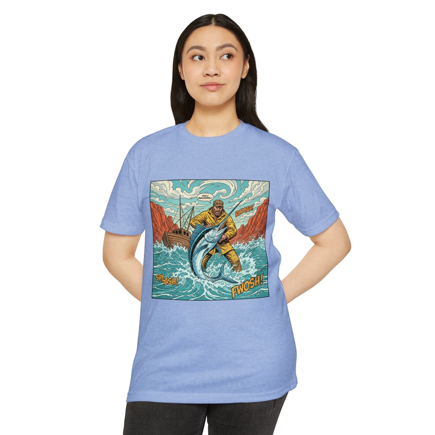 Retro Fisherman 'FWOSH' Fishing Graphic T-Shirt