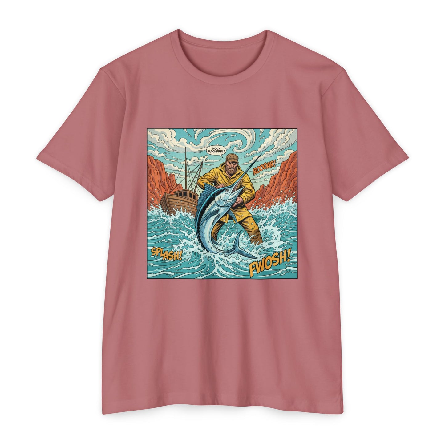 Retro Fisherman 'FWOSH' Fishing Graphic T-Shirt