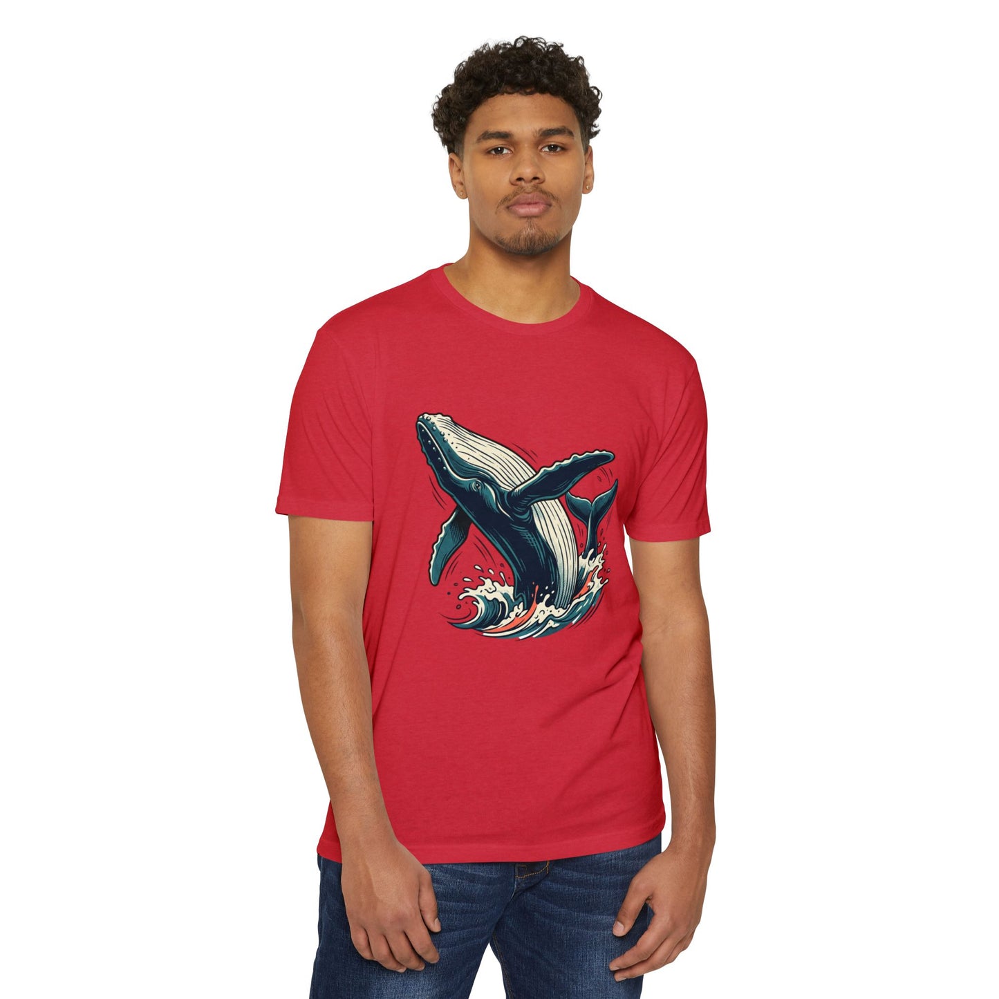 Whale Wave Graphic T-Shirt — Ocean Humpback Illustration Tee