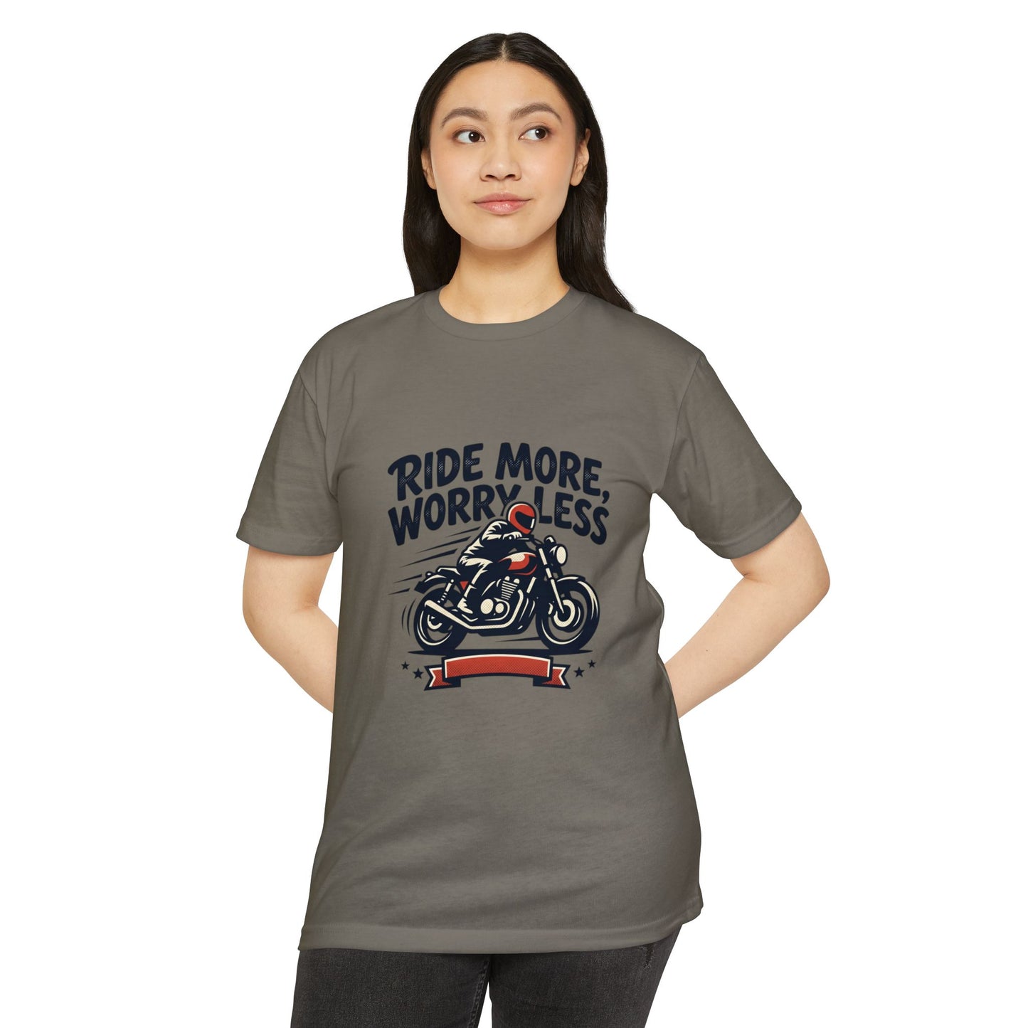 Ride More Worry Less Motorcycle T-Shirt — Biker Tee for Riders & Enthusiasts