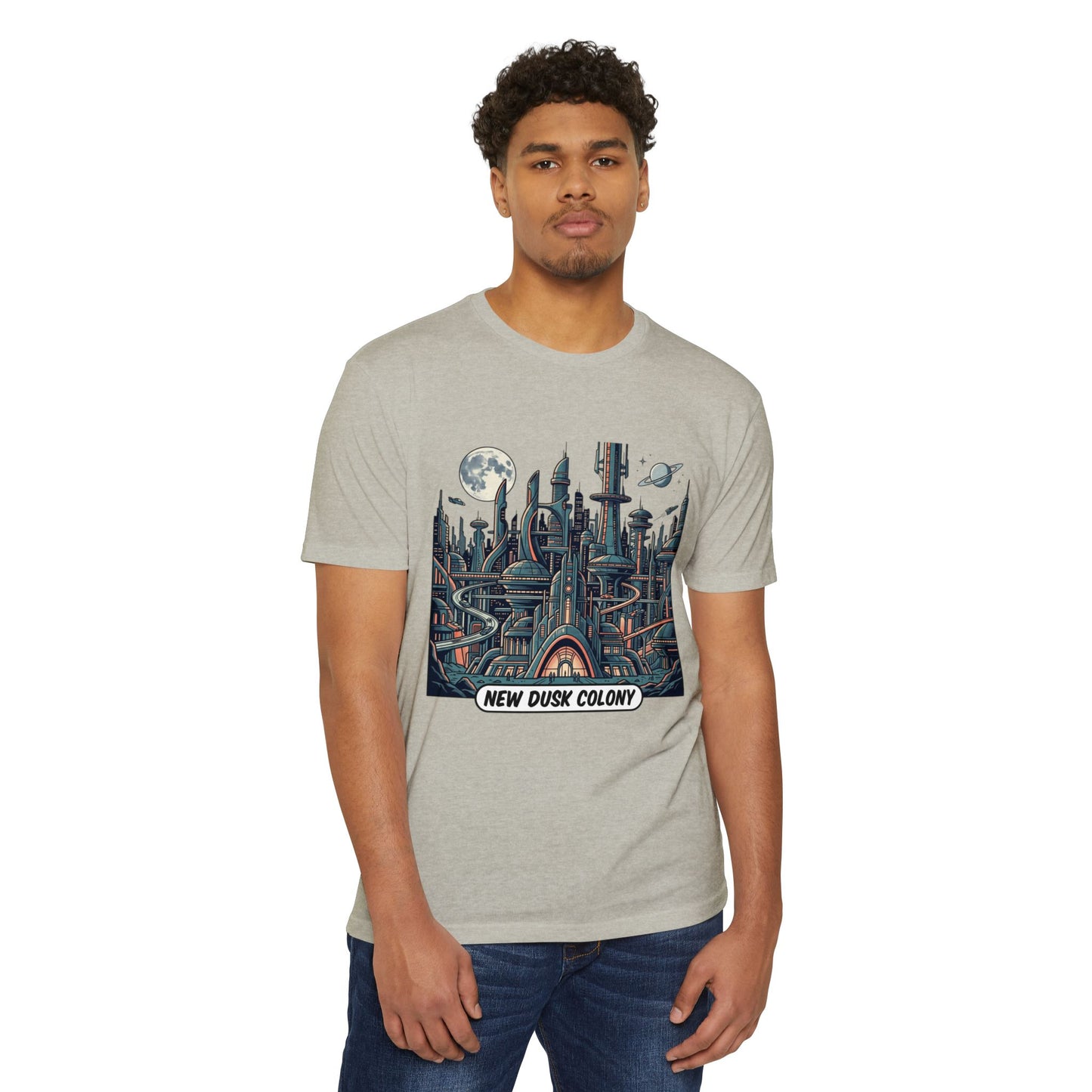 Retro Futuristic Cityscape T-Shirt — New Dusk Colony Tee