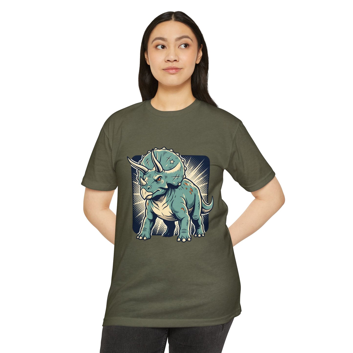 Retro Triceratops Graphic T-Shirt — Vintage Dino Illustration Tee