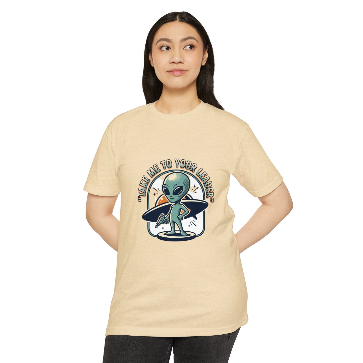 Alien Surfer T-Shirt — "Take Me to Your Leader" Graphic Tee