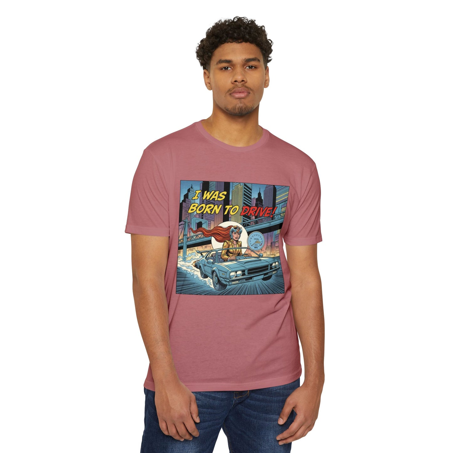 I Was Born to Drive Retro Comic Car T-Shirt