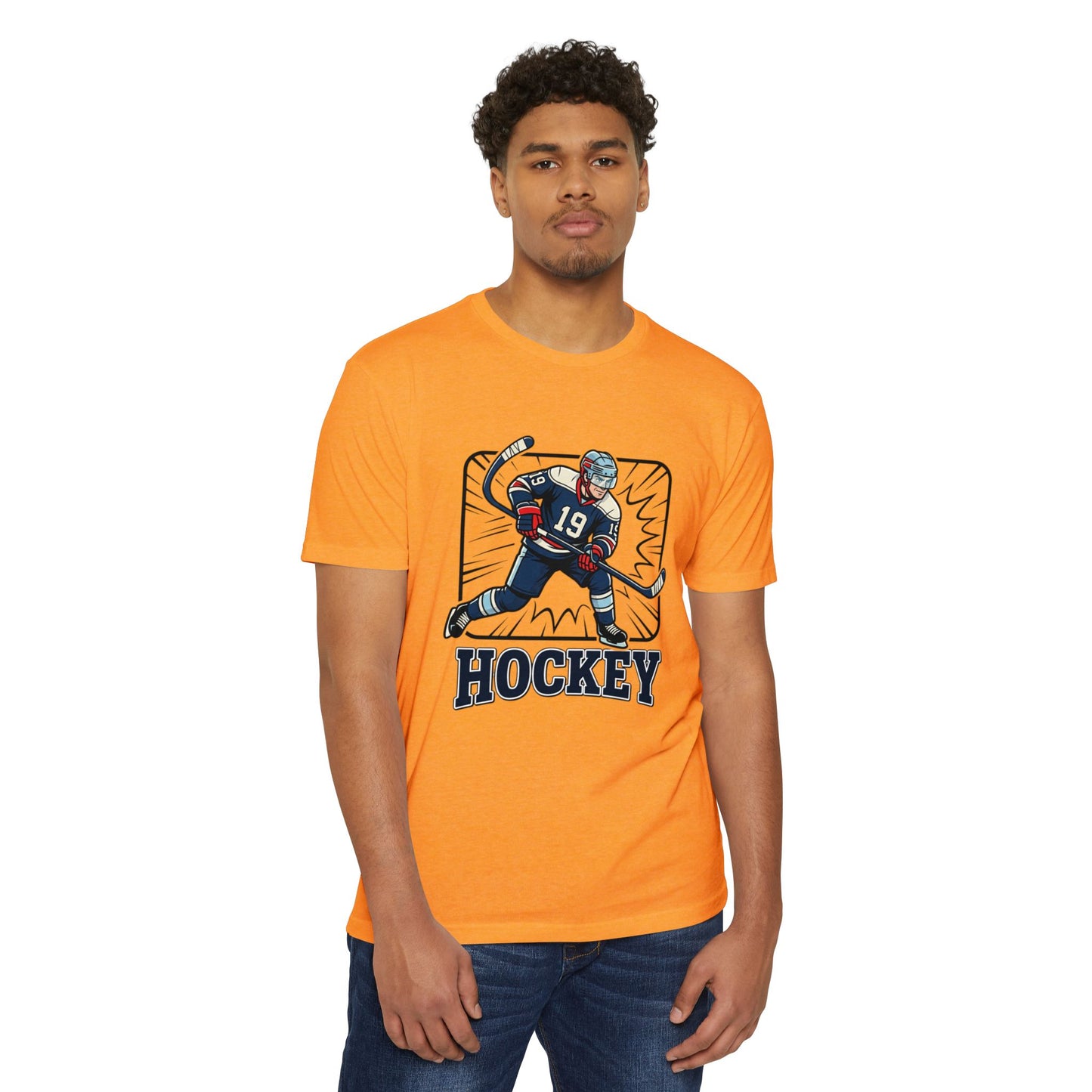 Hockey Player Graphic T-Shirt — Vintage Ice Hockey Jersey Tee