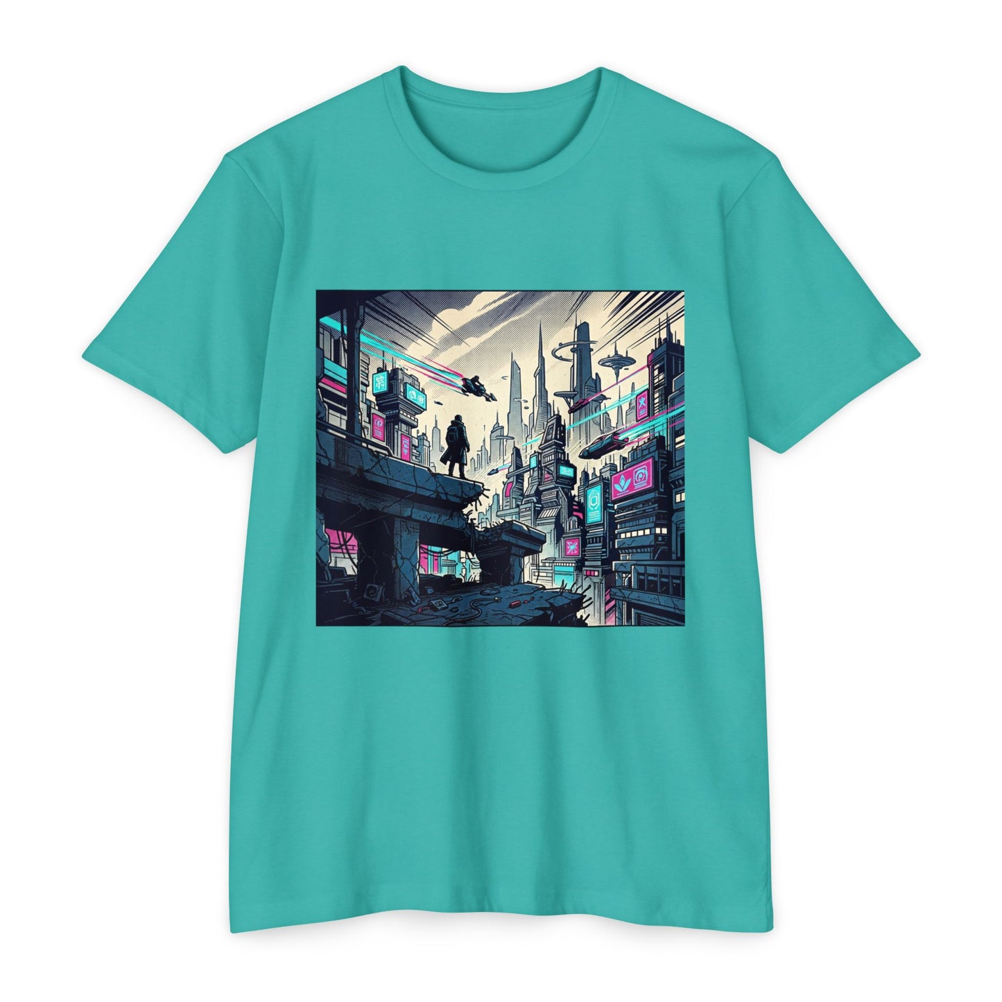 Cyberpunk Cityscape T-Shirt — Neon Futuristic Streetwear