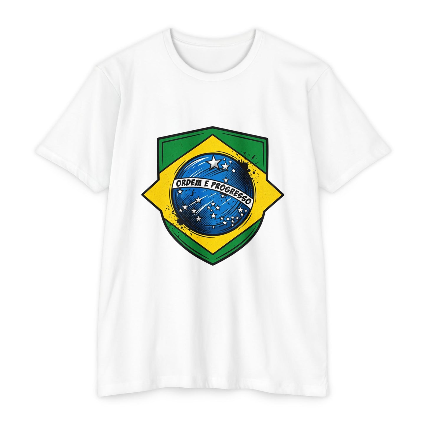Brazil Flag Crest T-Shirt — Brazilian Soccer/Patriot Pride Tee