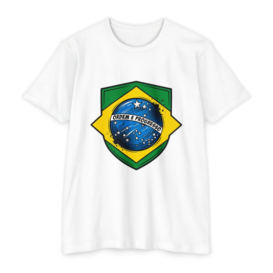 Brazil Flag Crest T-Shirt — Brazilian Soccer/Patriot Pride Tee