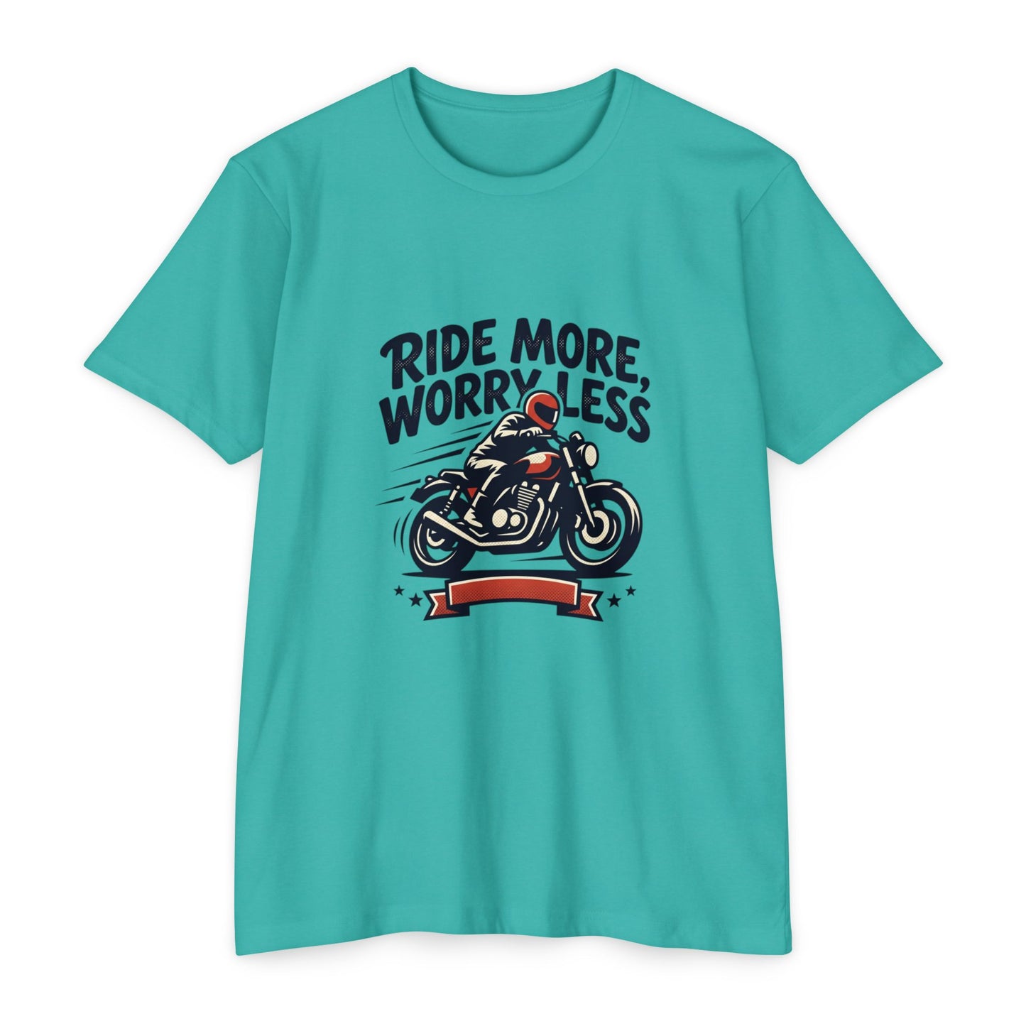 Ride More Worry Less Motorcycle T-Shirt — Biker Tee for Riders & Enthusiasts