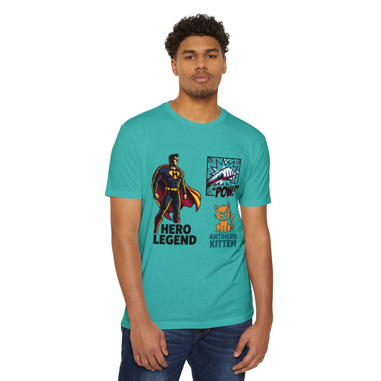 Hero Legend vs Antihero Kitten T-Shirt — Funny Comic Superhero Tee