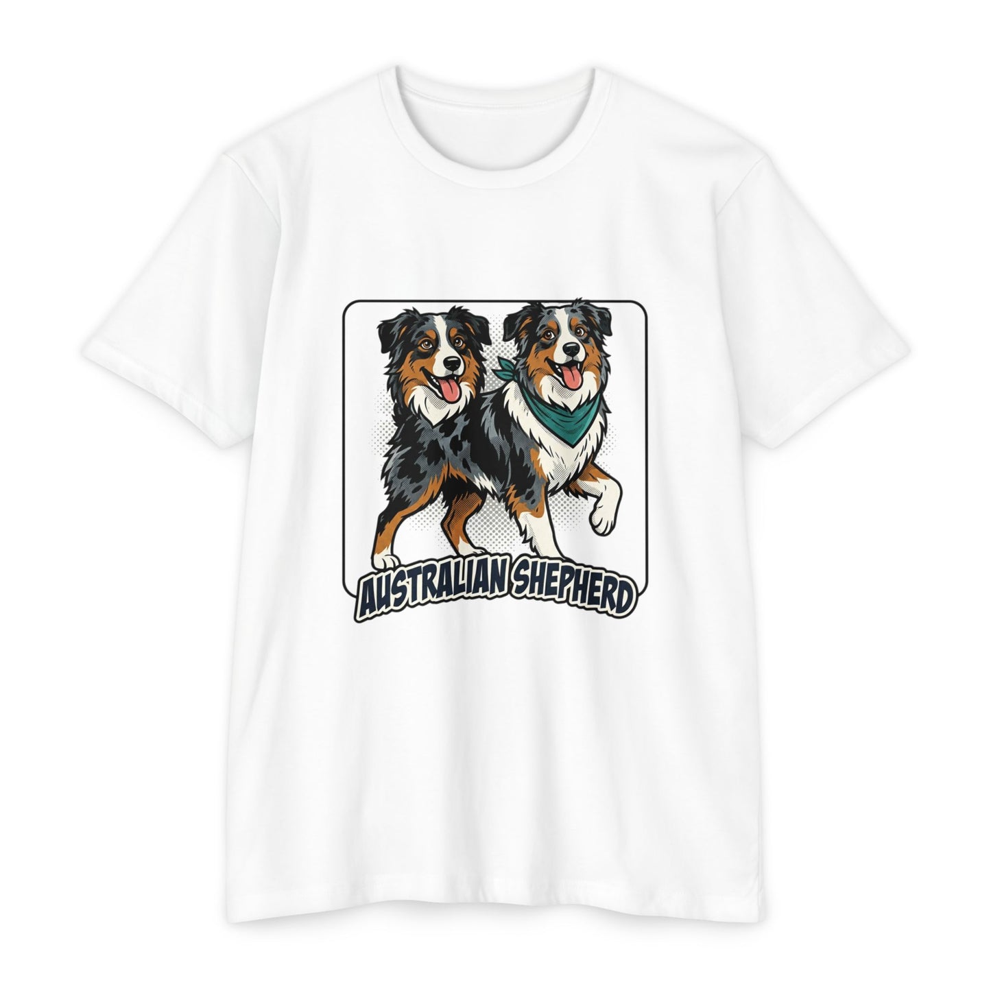 Australian Shepherd Graphic T‑Shirt — Playful Double Dog Illustration