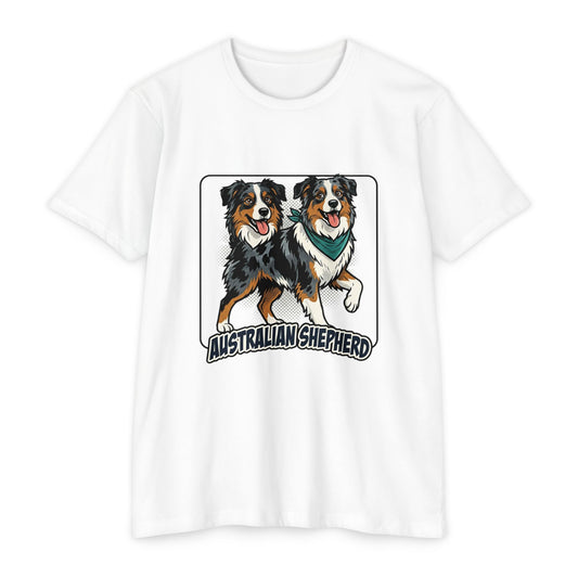 Australian Shepherd Graphic T‑Shirt — Playful Double Dog Illustration