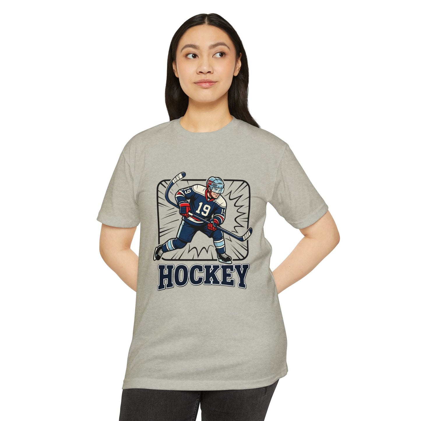 Hockey Player Graphic T-Shirt — Vintage Ice Hockey Jersey Tee