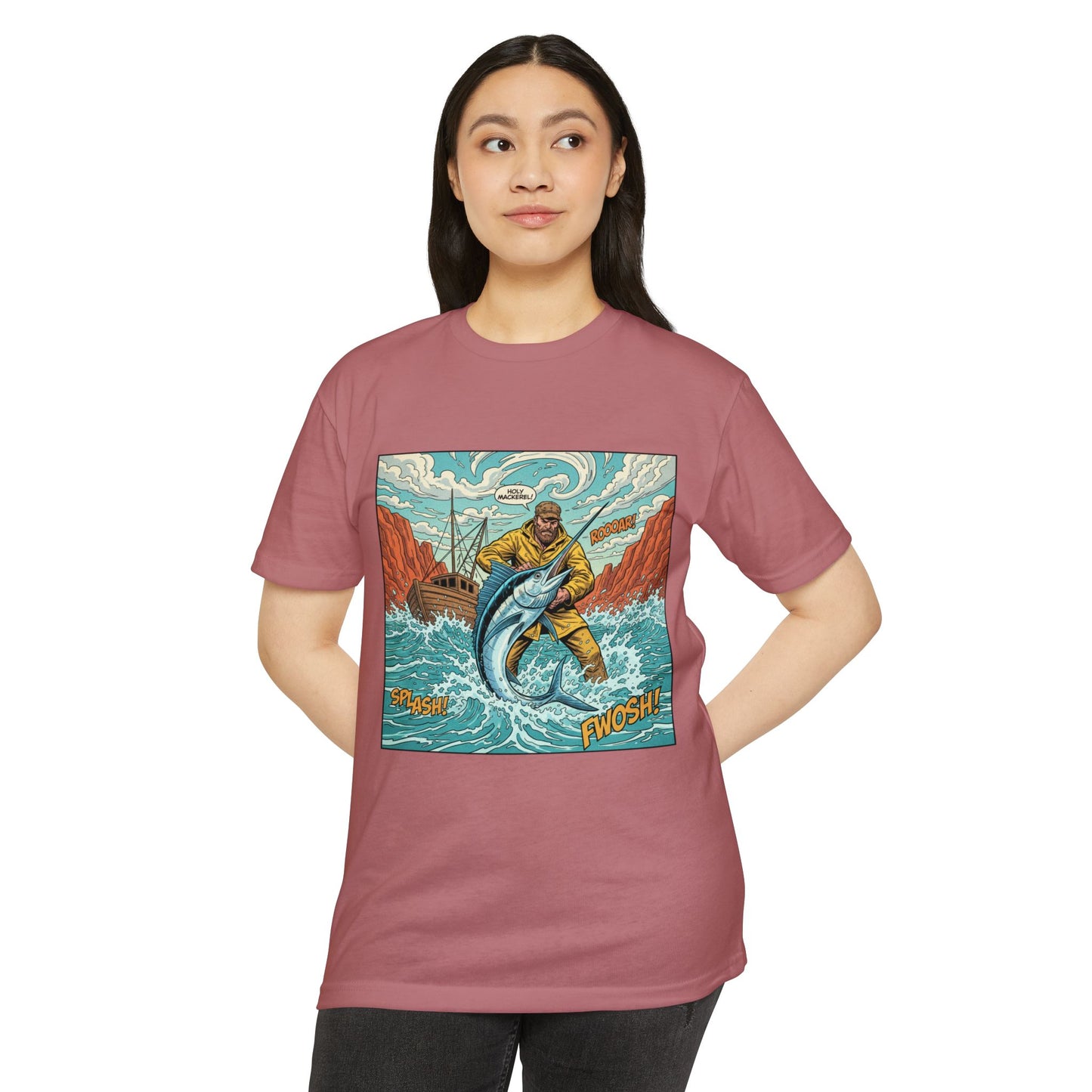 Retro Fisherman 'FWOSH' Fishing Graphic T-Shirt