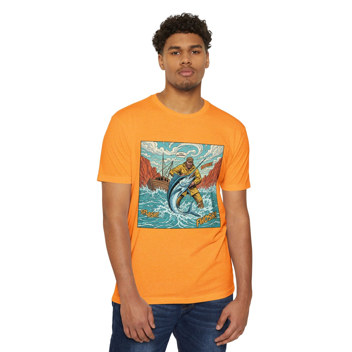 Retro Fisherman 'FWOSH' Fishing Graphic T-Shirt