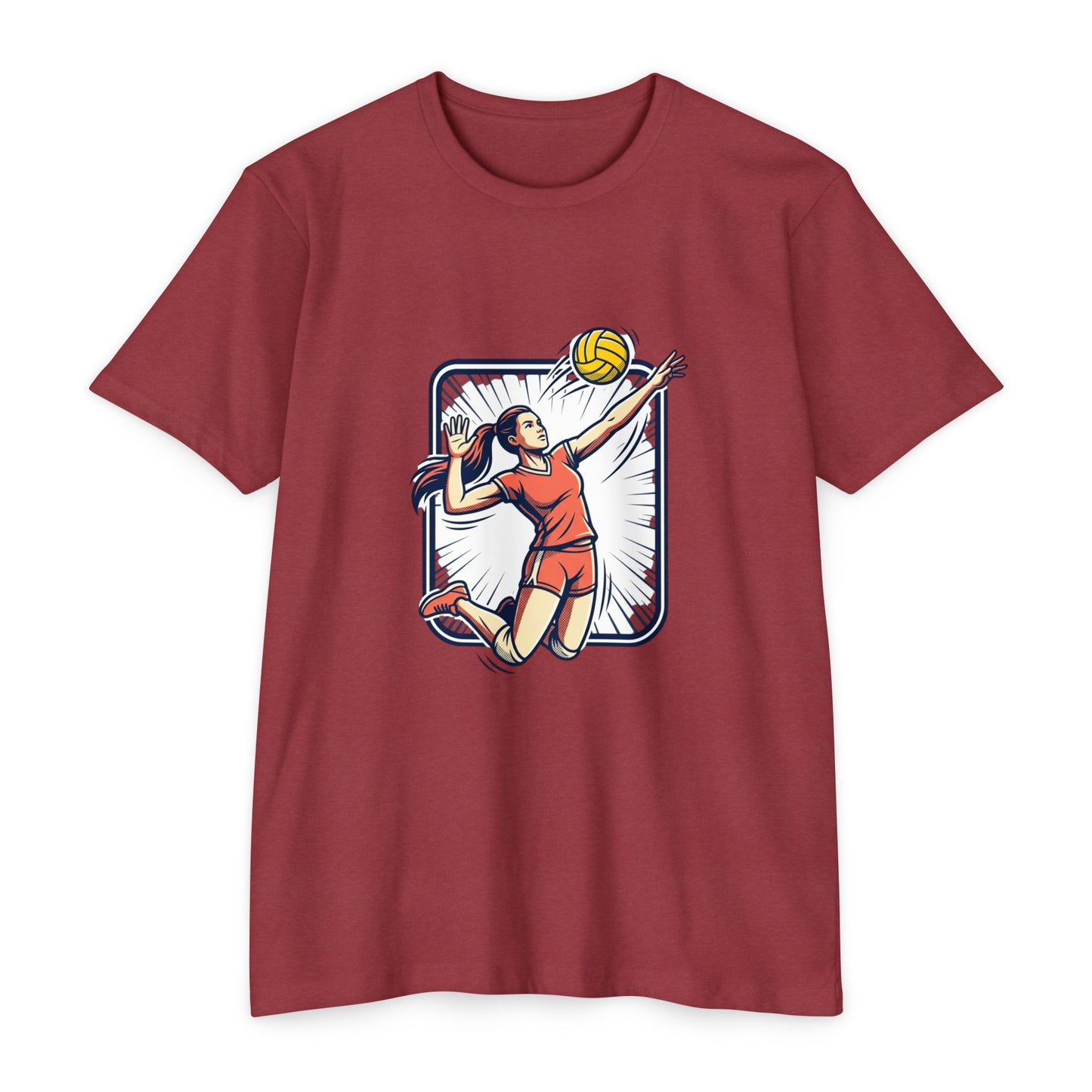 Volleyball Spike Graphic T-Shirt — Female Player Action Tee