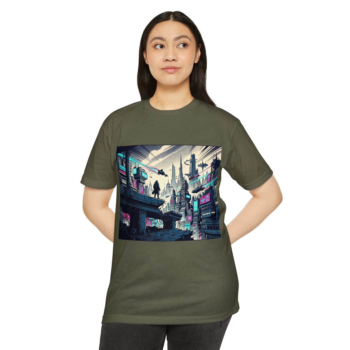 Cyberpunk Cityscape T-Shirt — Neon Futuristic Streetwear