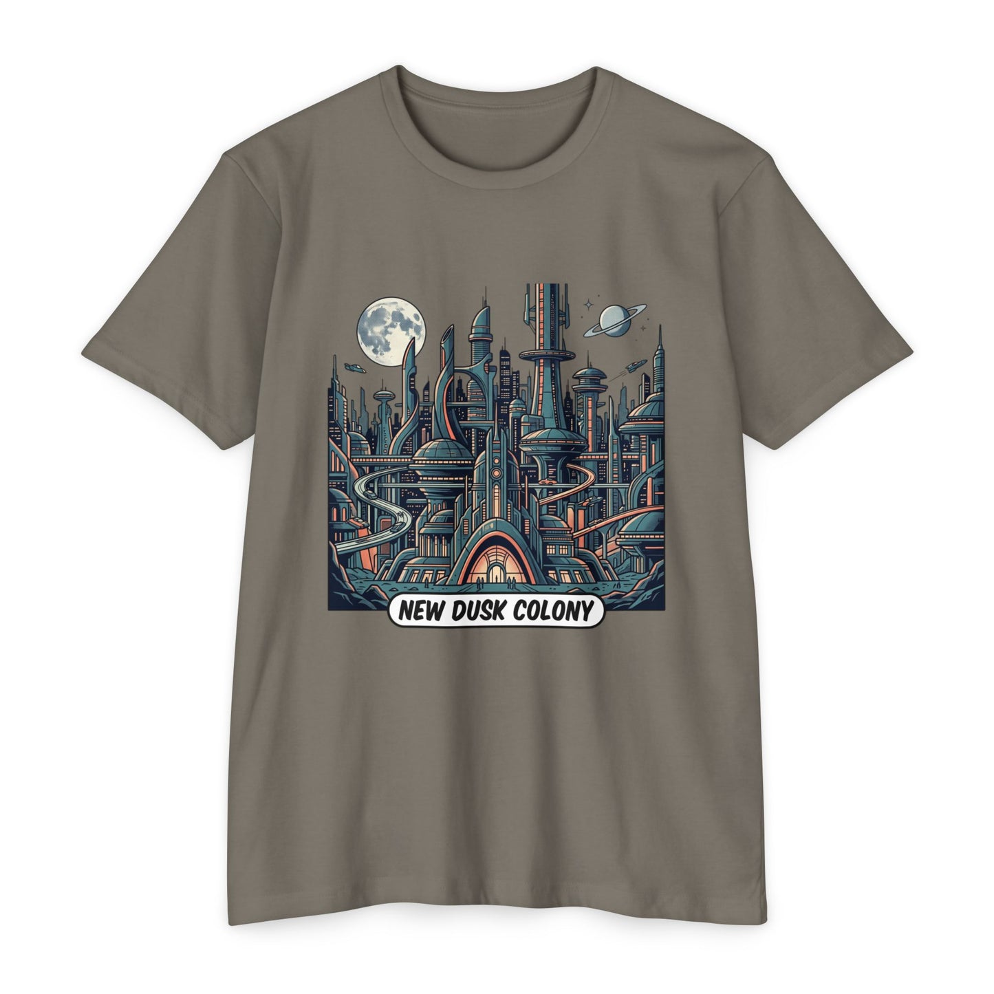 Retro Futuristic Cityscape T-Shirt — New Dusk Colony Tee