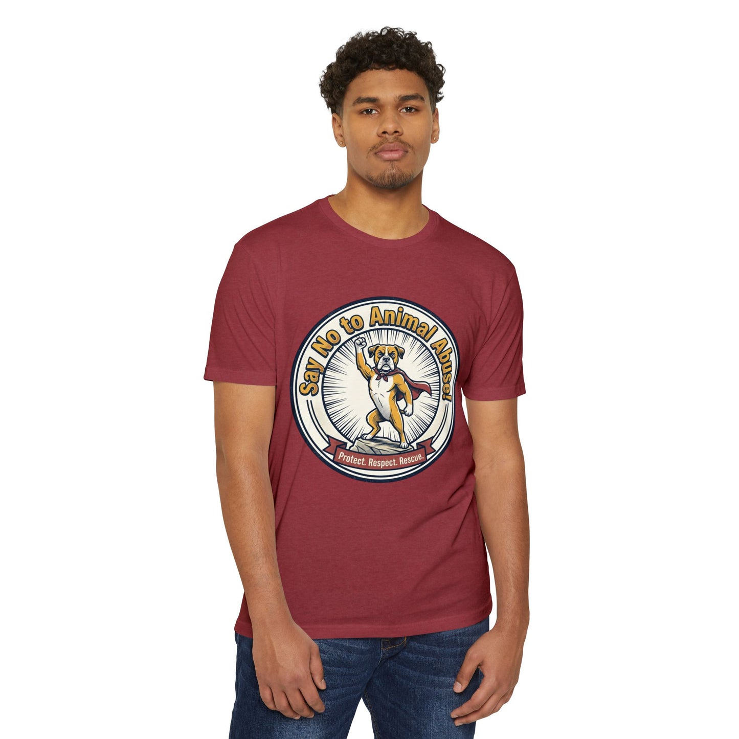 Say No to Animal Abuse T-Shirt – Protect, Respect, Rescue Animal Rights Tee