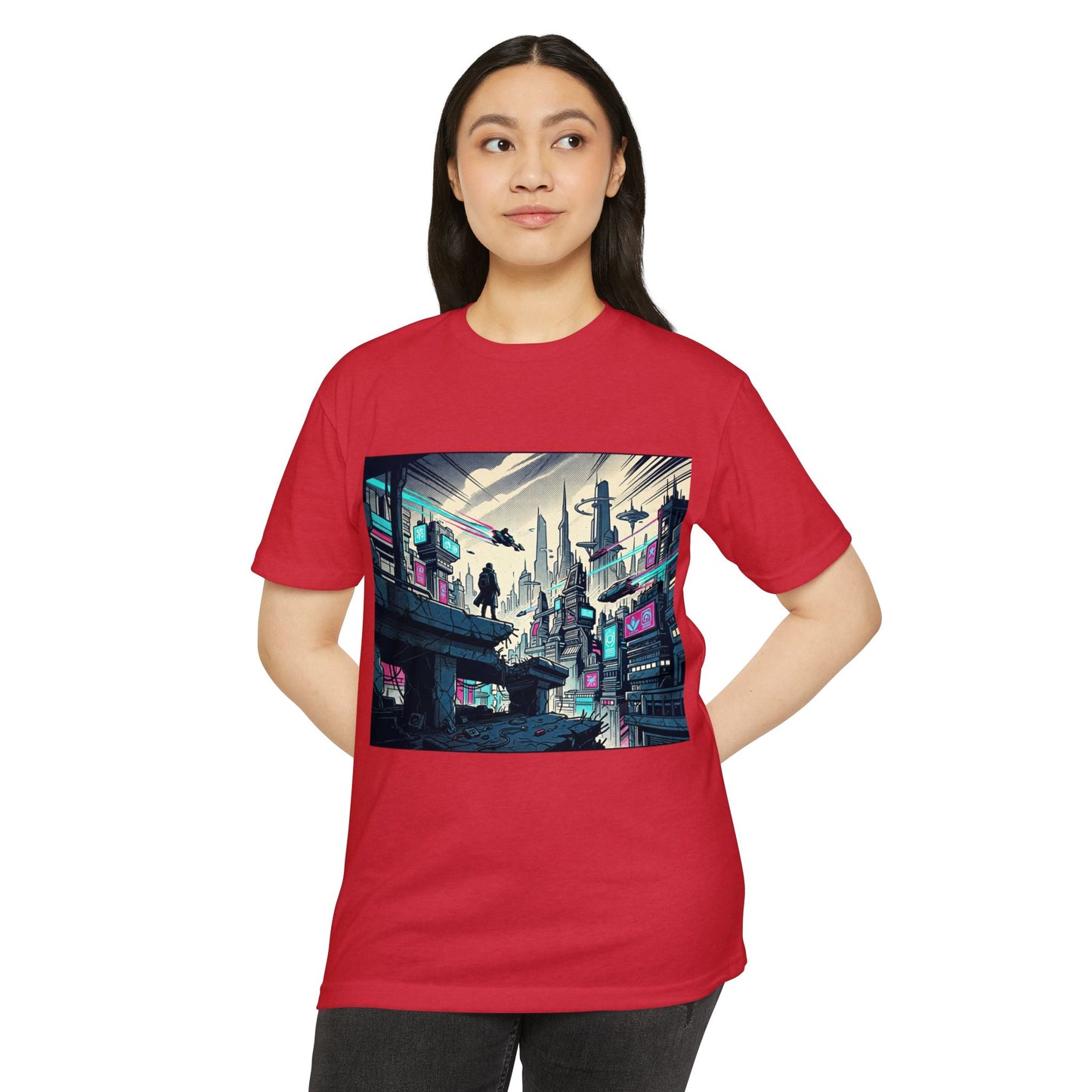 Cyberpunk Cityscape T-Shirt — Neon Futuristic Streetwear
