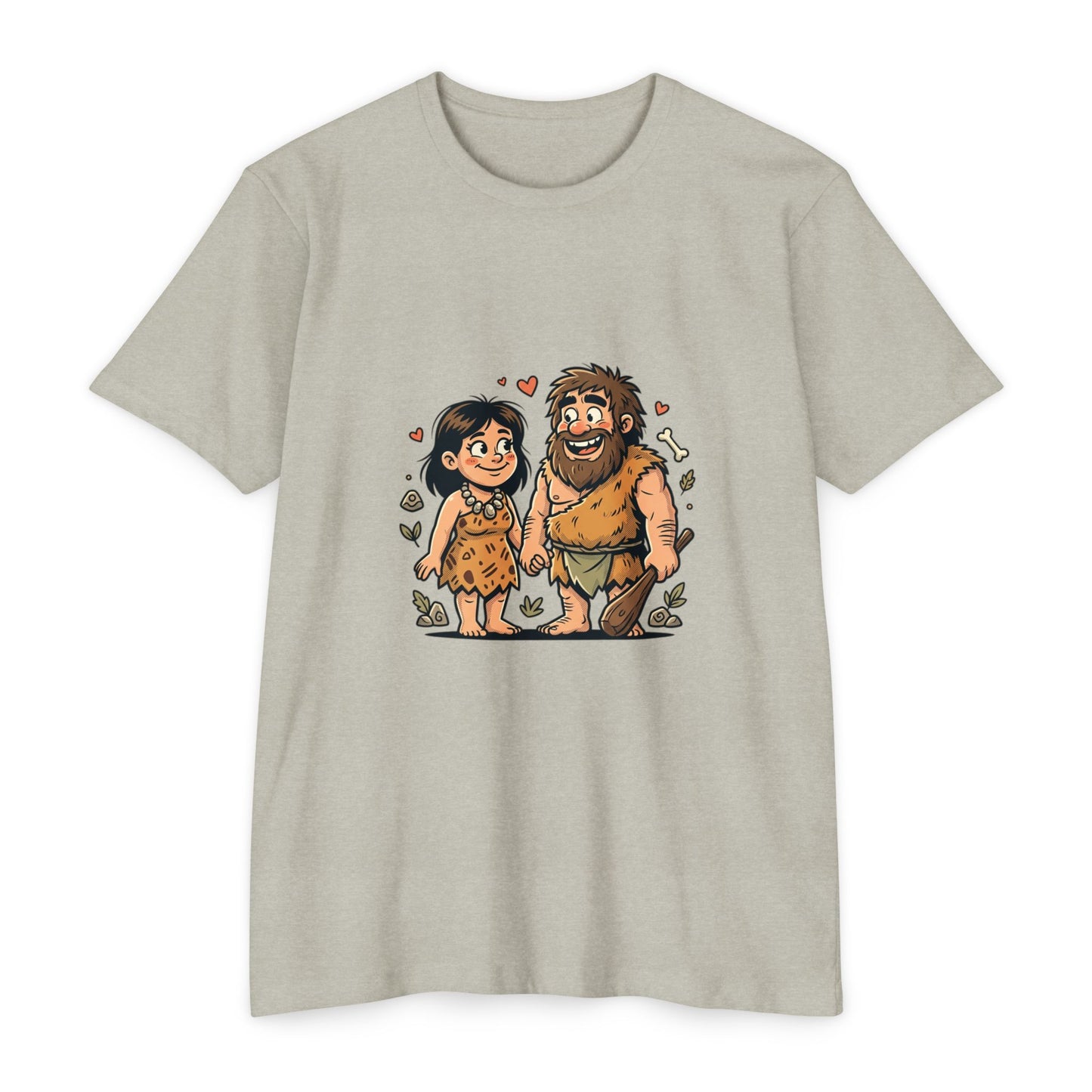 Caveman Couple Cartoon T-Shirt — Cute Prehistoric Love Graphic Tee